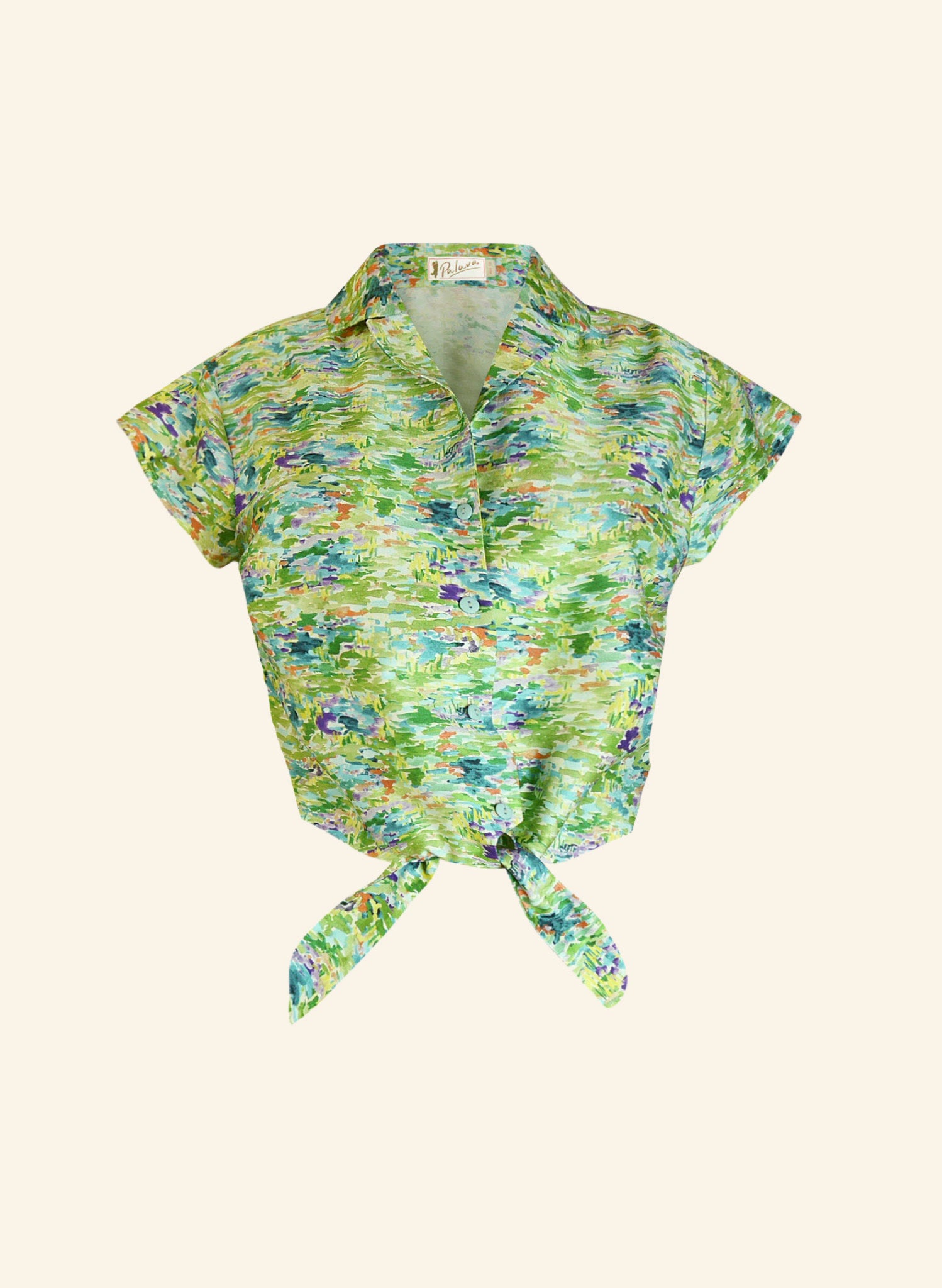 Green Natural Reflections TENCEL™ Tie-Waist Top | Made in UK