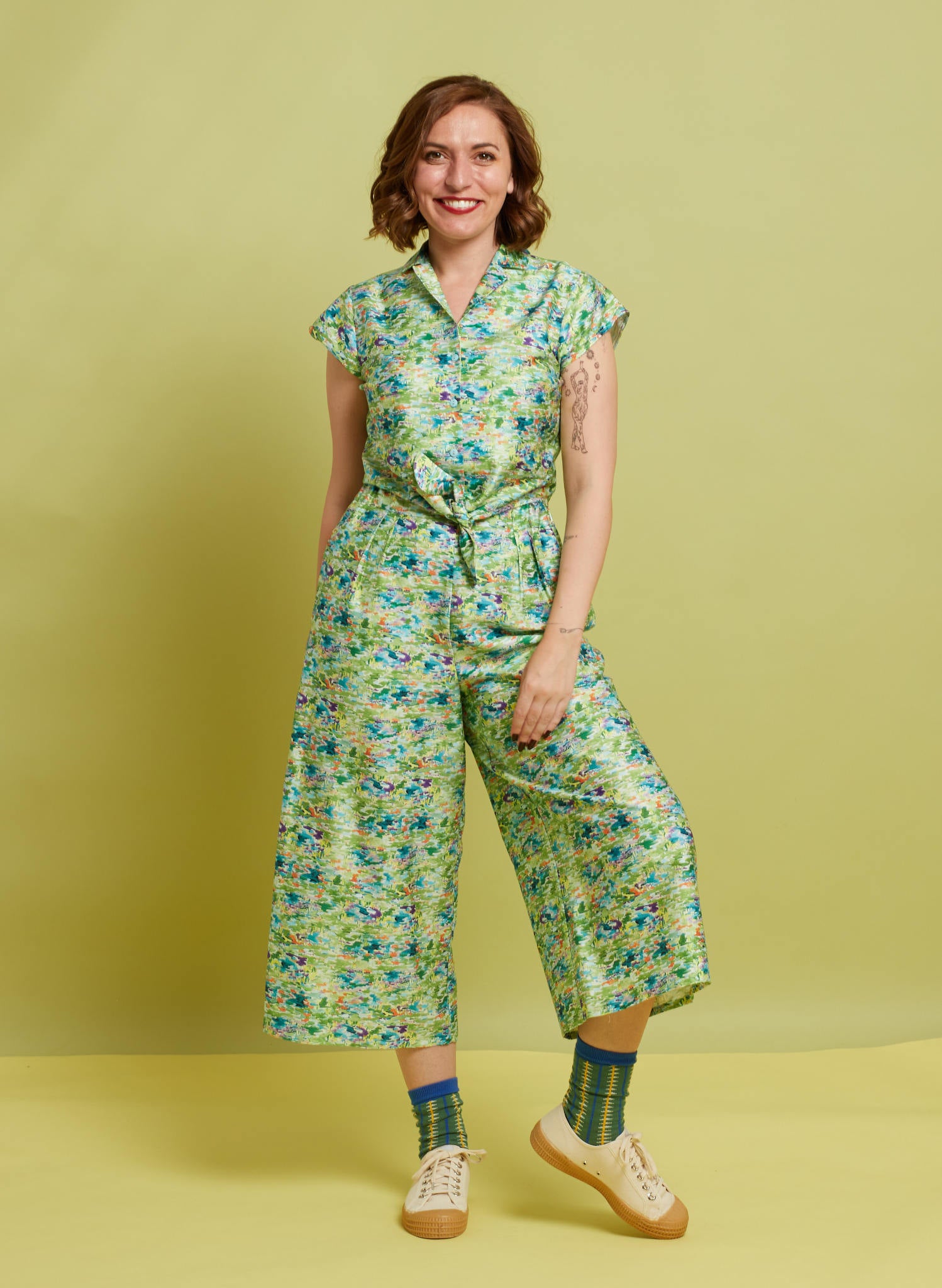 Green Natural Reflections TENCEL™ Tie-Waist Top | Made in UK