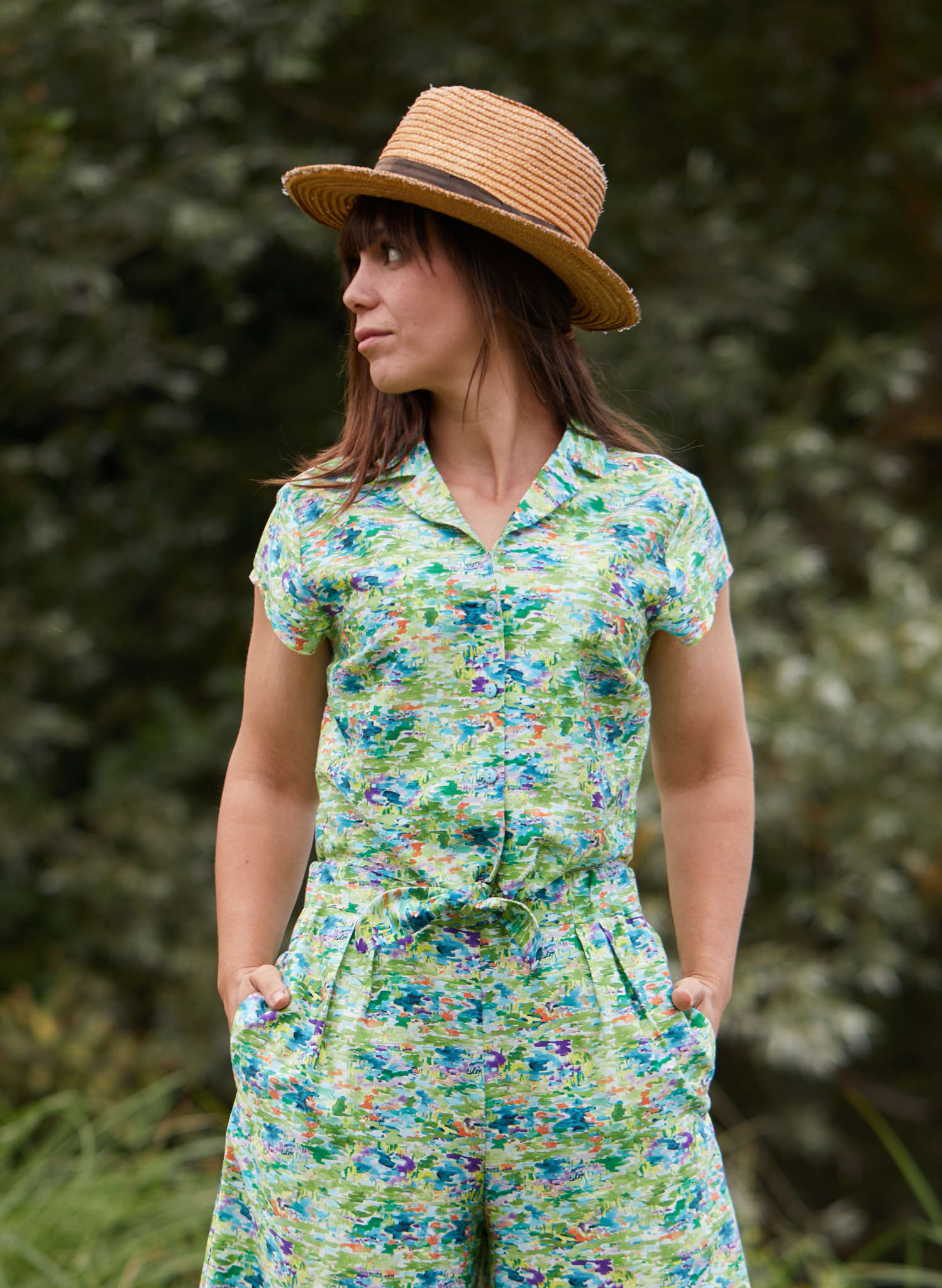 Green Natural Reflections TENCEL™ Tie-Waist Top | Made in UK