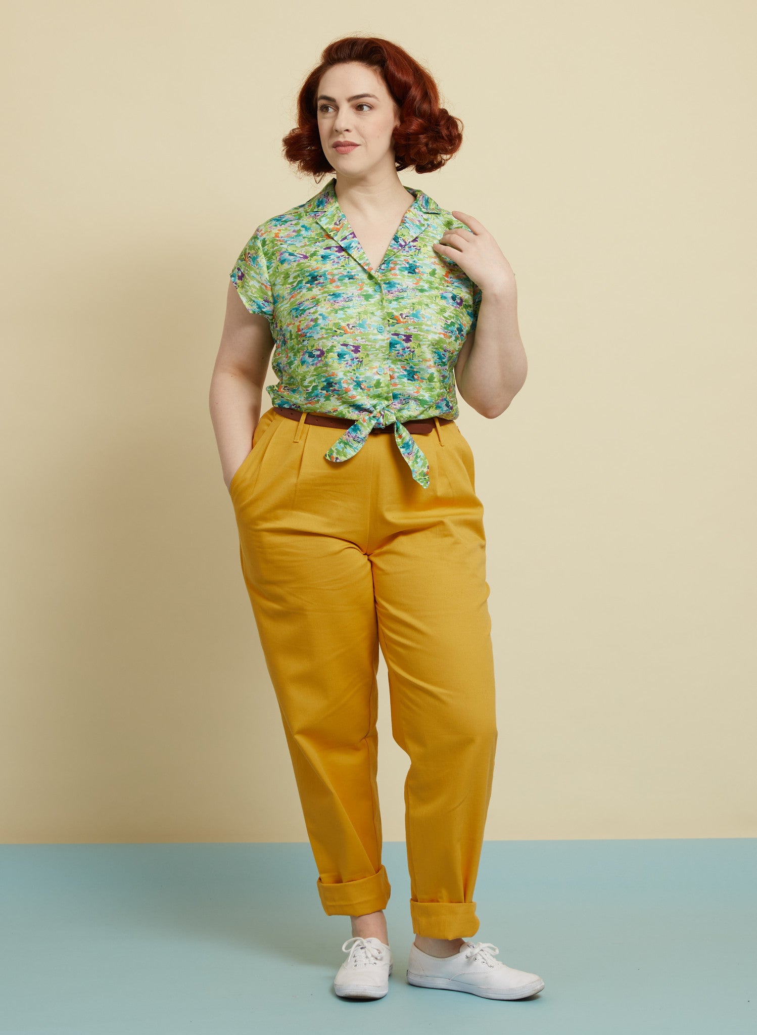 Green Natural Reflections TENCEL™ Tie-Waist Top | Made in UK