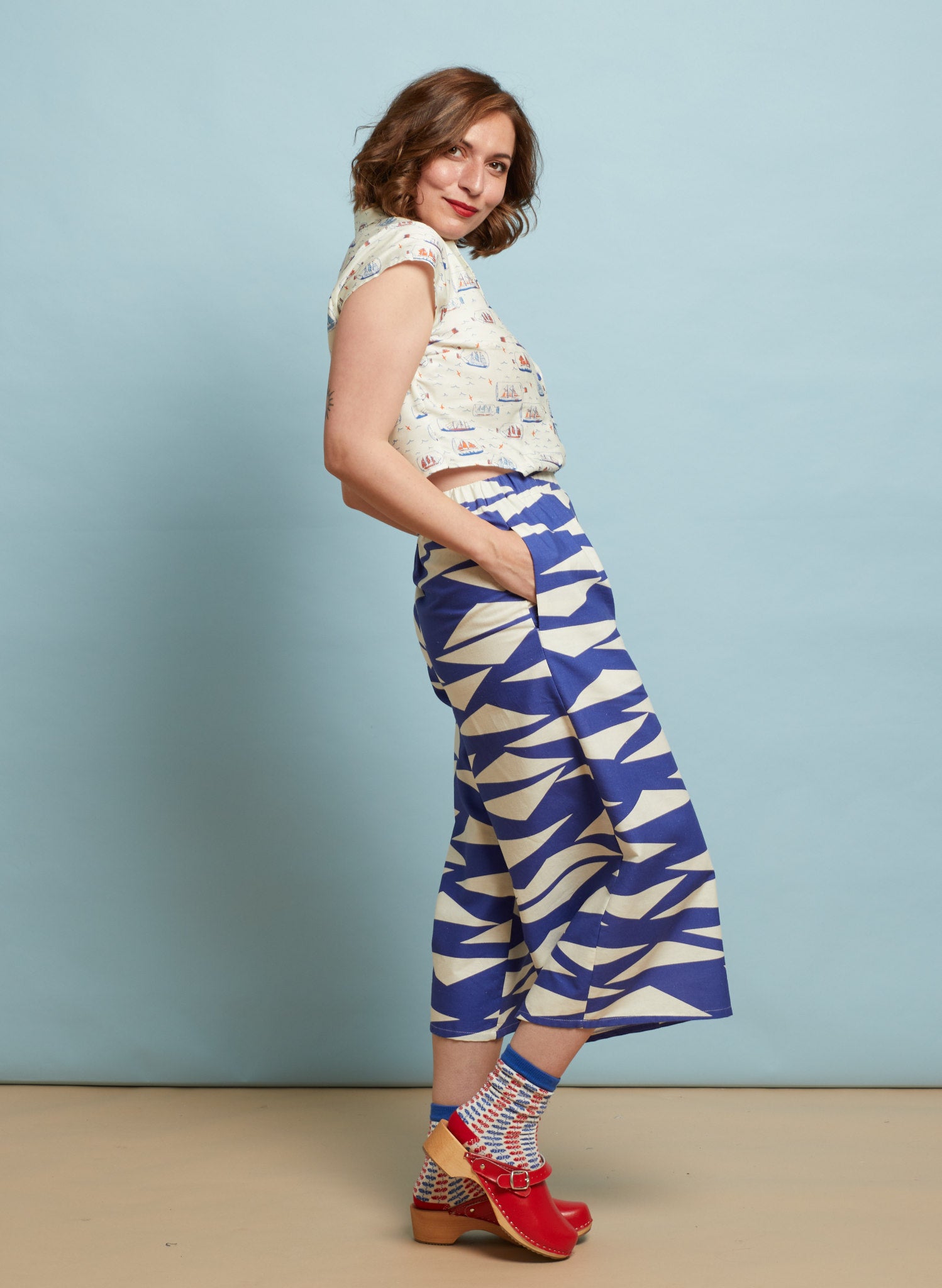 Ivory Lost at Sea Tie-Waist Top | TENCEL™ Lyocell | Made in UK