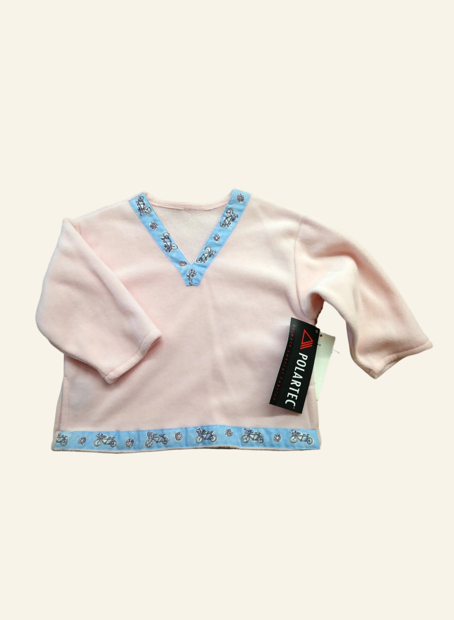Folk Top - Age 2 - Baby Pink Fleece with trim
