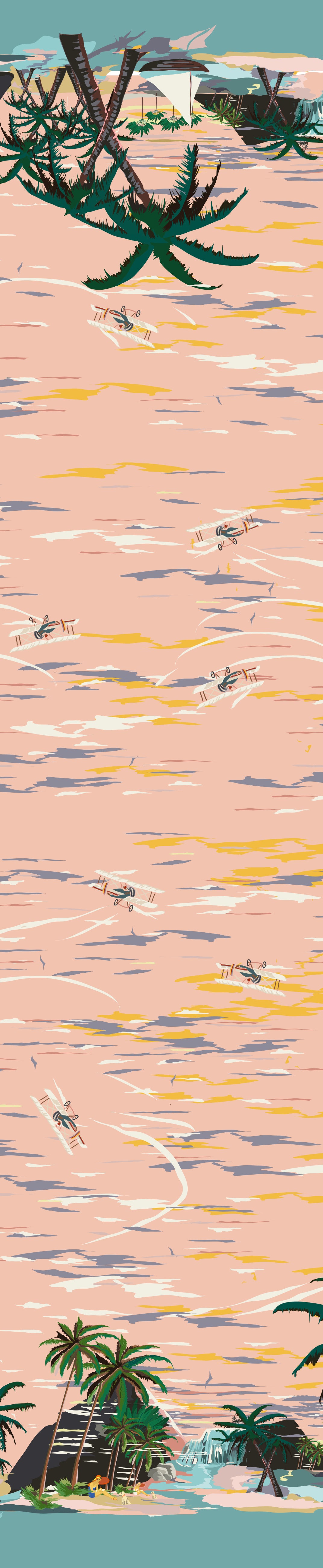 Remnant - 140x160cm - Pink Desert Island - Cotton Sateen