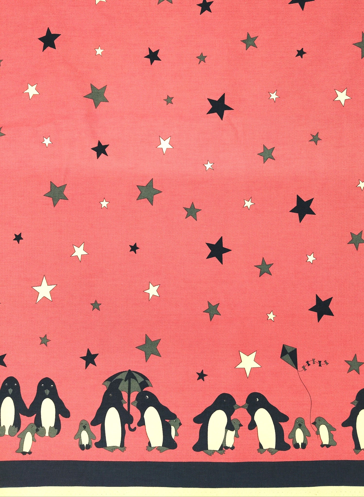 Remnant - 1m - Pink Penguin Fabric - Cotton twill Fabric