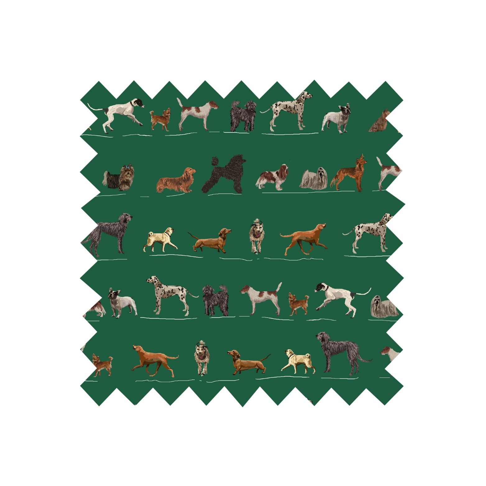 Remnant - 67x112cm - Green Porcelain Dogs - Twill