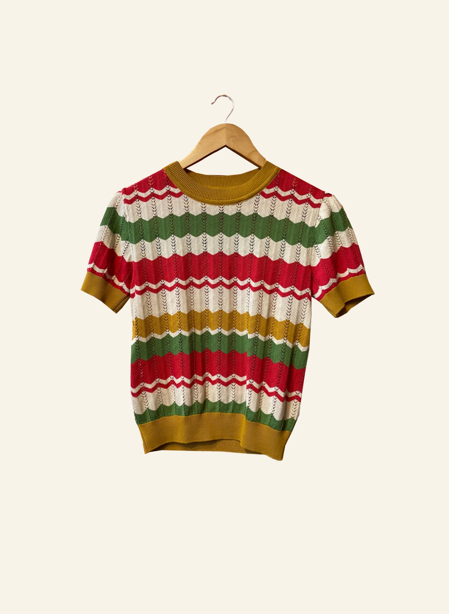 PRE LOVED - Eve Knitted Top - Red and Mustard