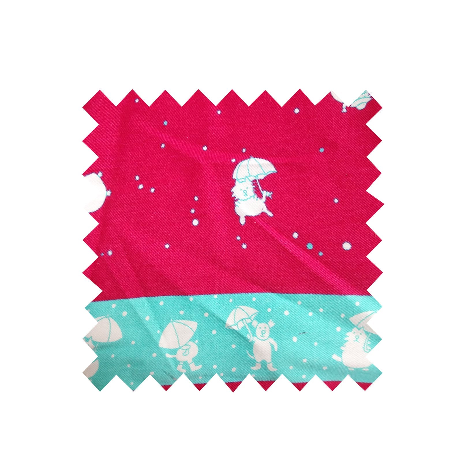 Remnant - 2m - Raining Cats Fuchsia Pink Fabric - Cotton twill