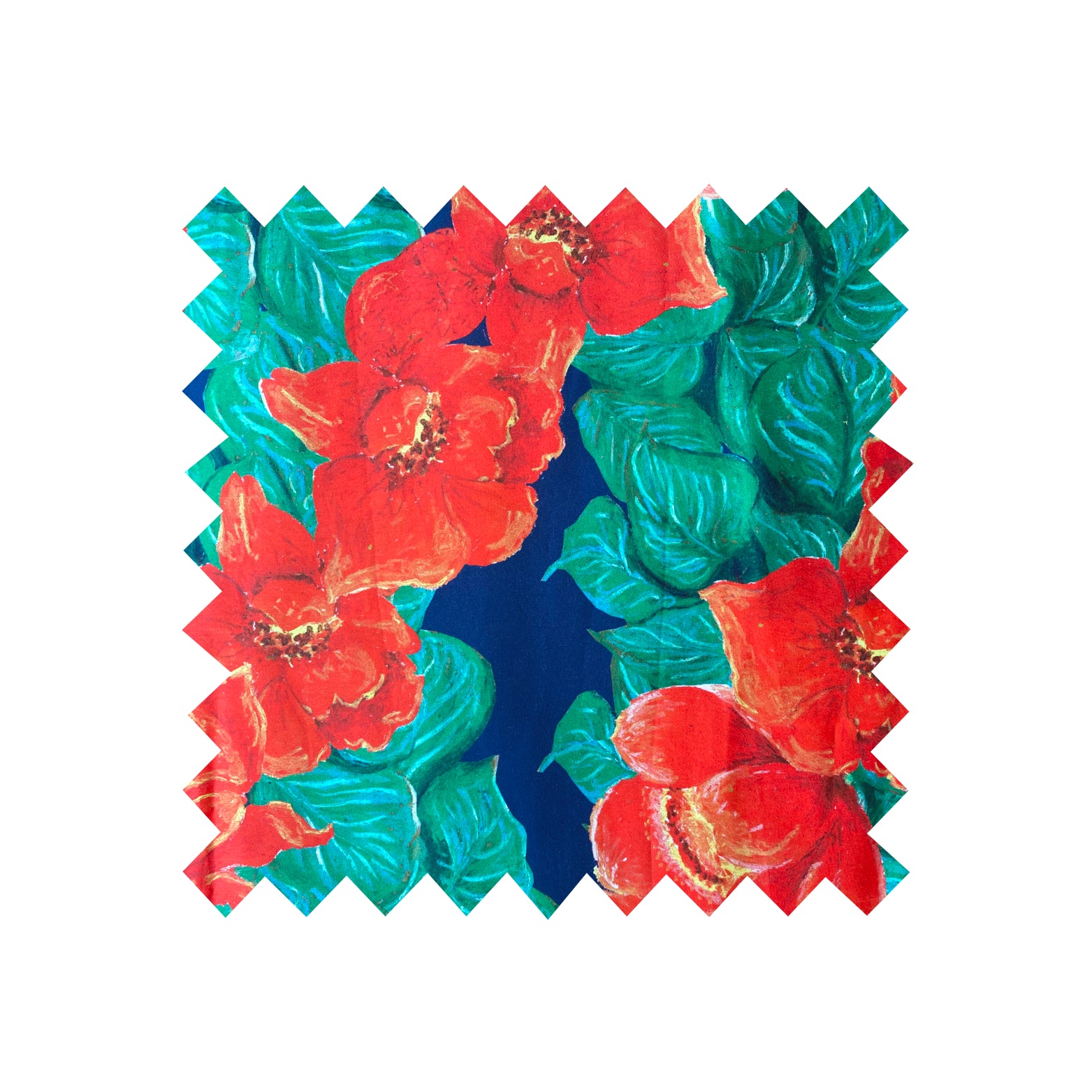 Remnant - 90x308cm - Red Camellia - Cotton Sateen