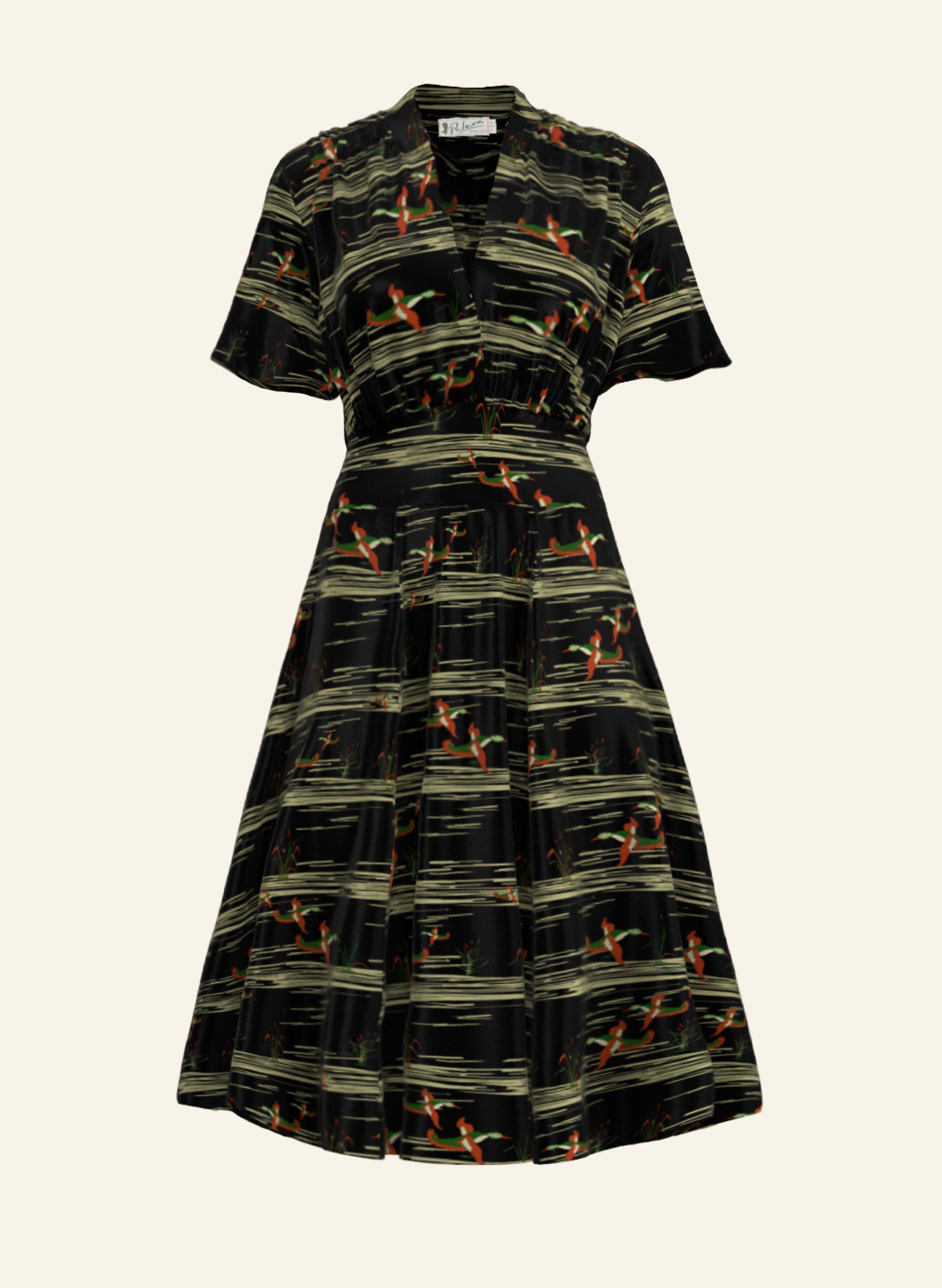 Rita Long-sleeve - Black Flying Ducks Dress