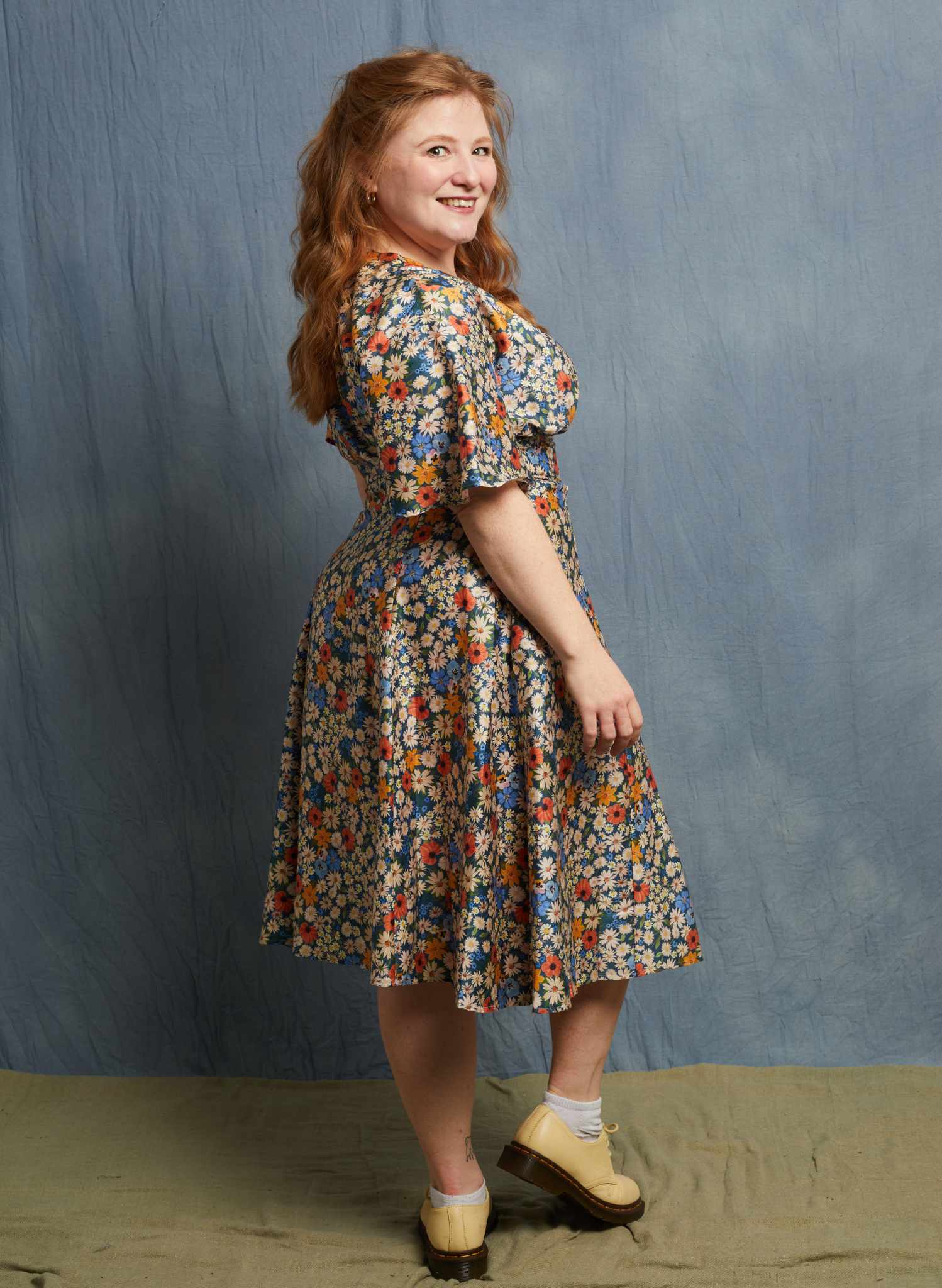 Rita Dress - Blue Ditsy Daisy