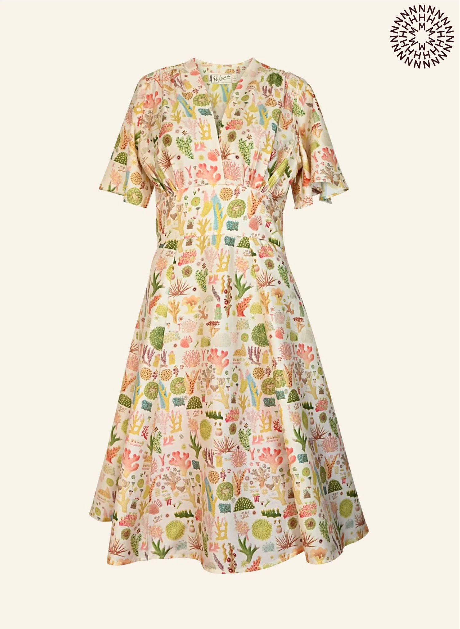 Rita Long-sleeve Dress - Cream Coral Reef