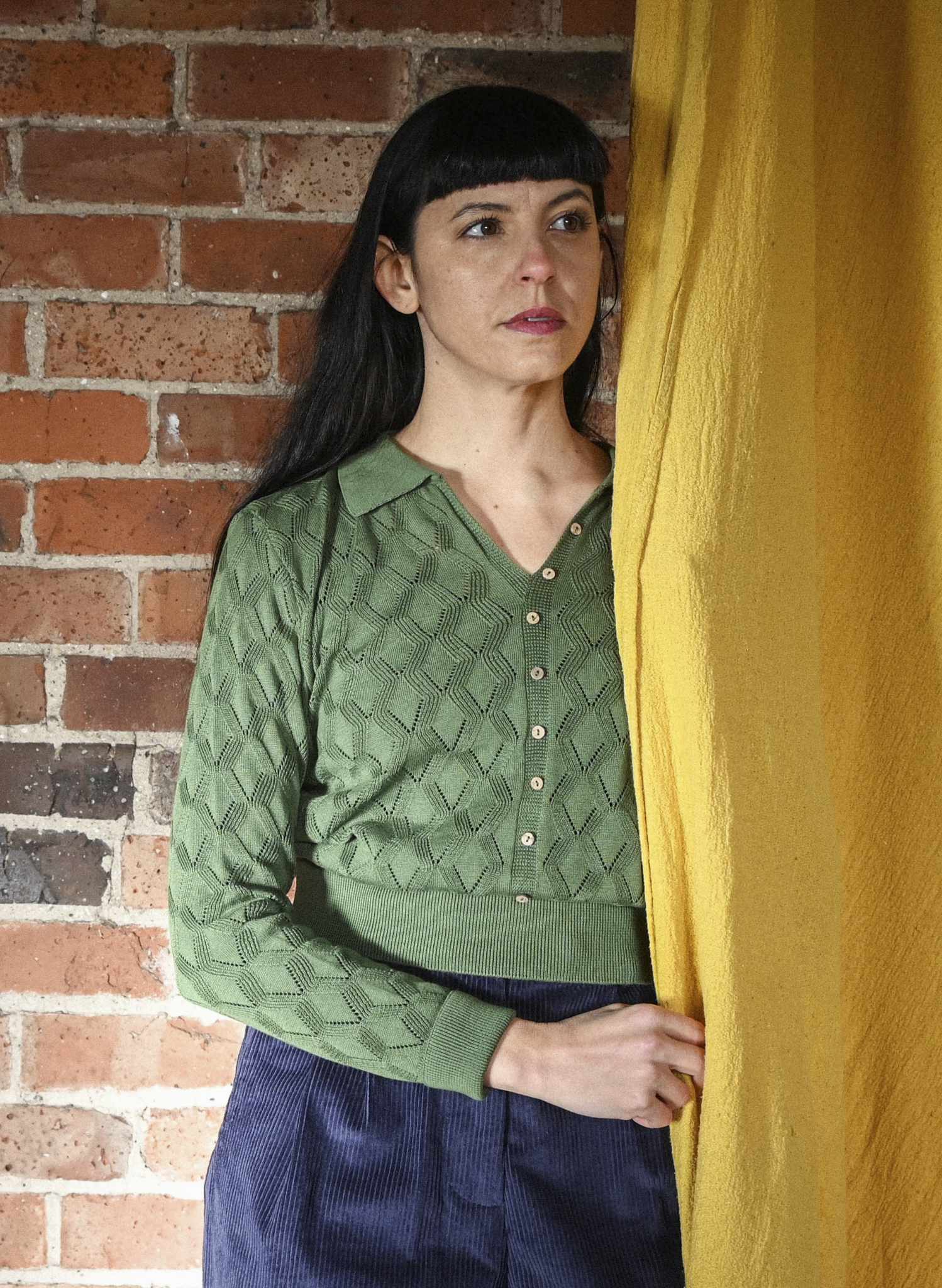 Rosie - Green Pointelle Top