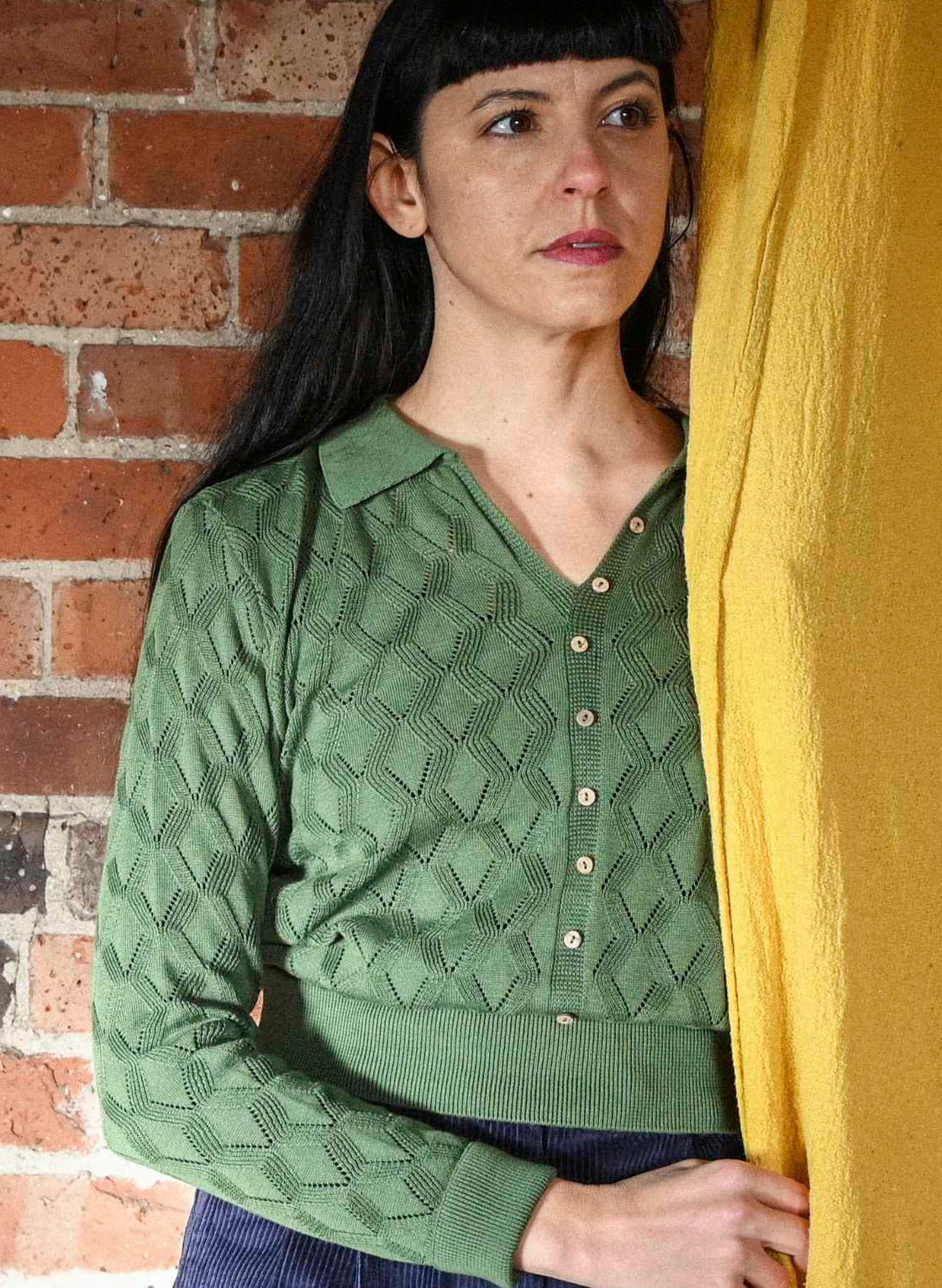 Rosie - Green Pointelle Top