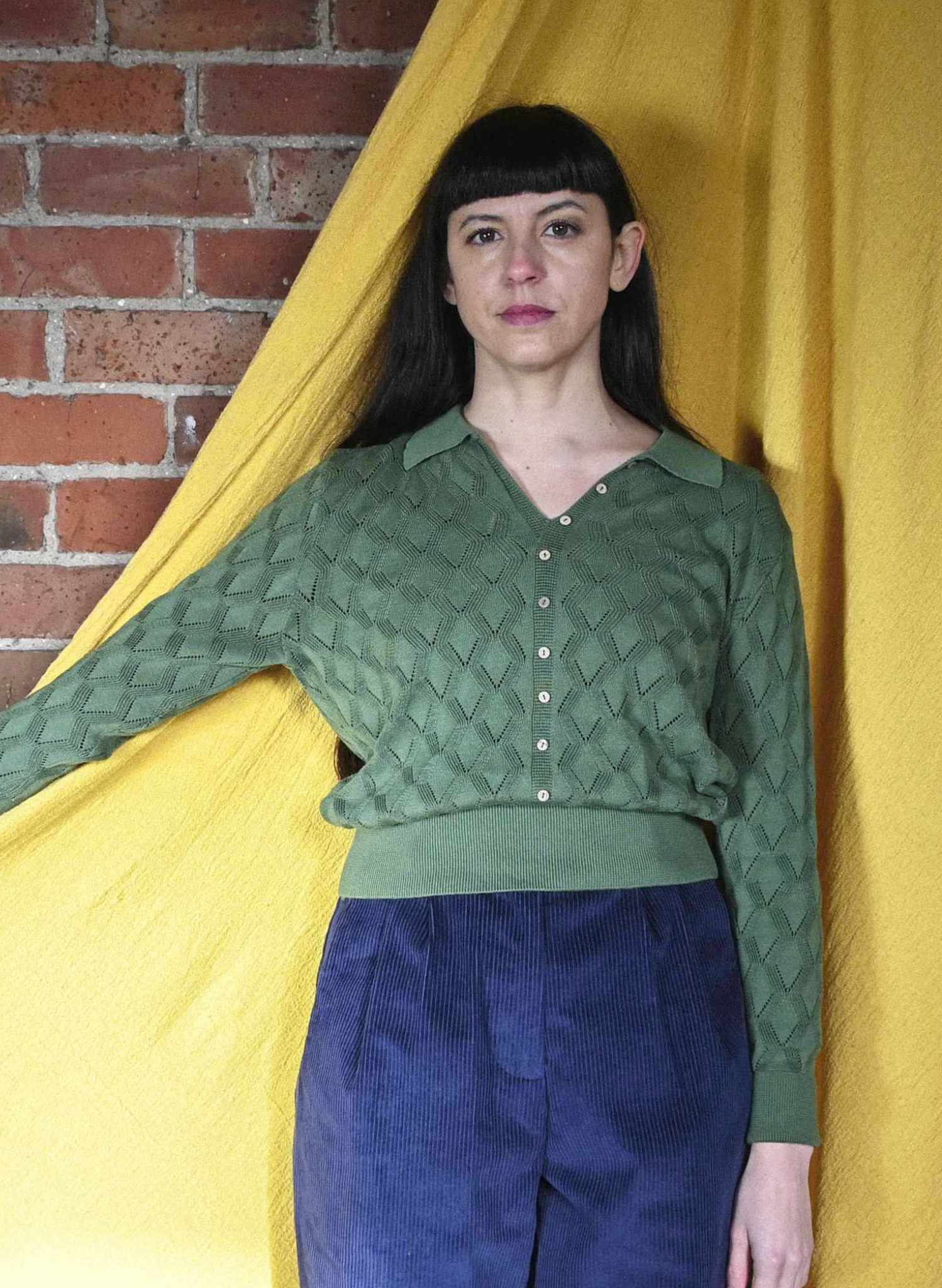 Rosie - Green Pointelle Top