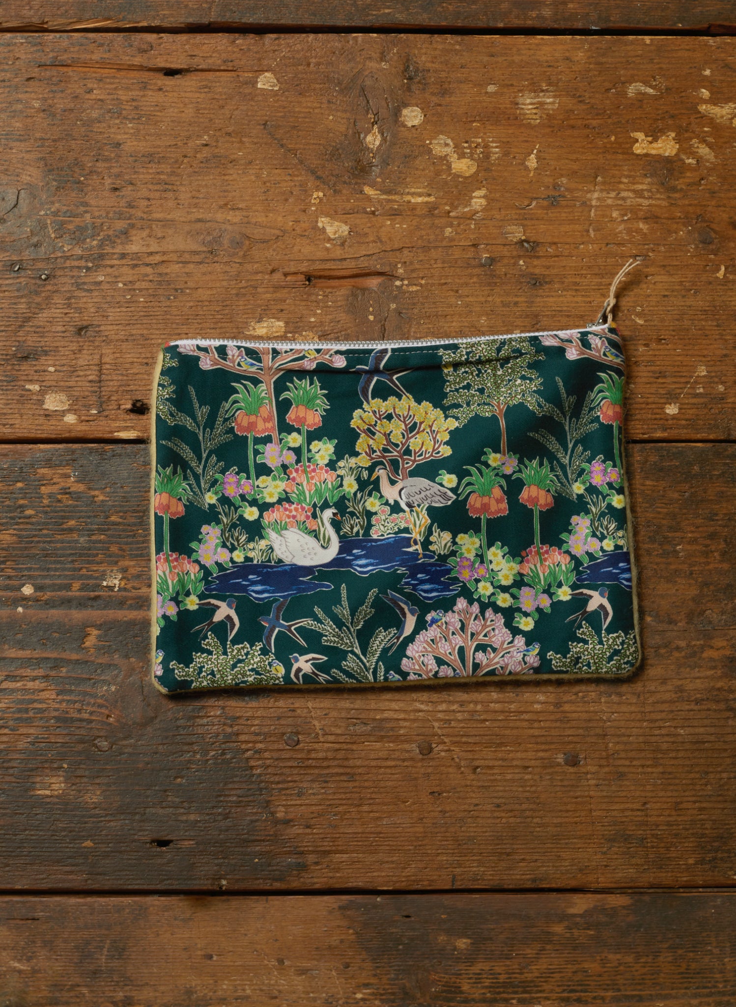 Zip Pouch - Medium - Dark Green Botanical Gardens