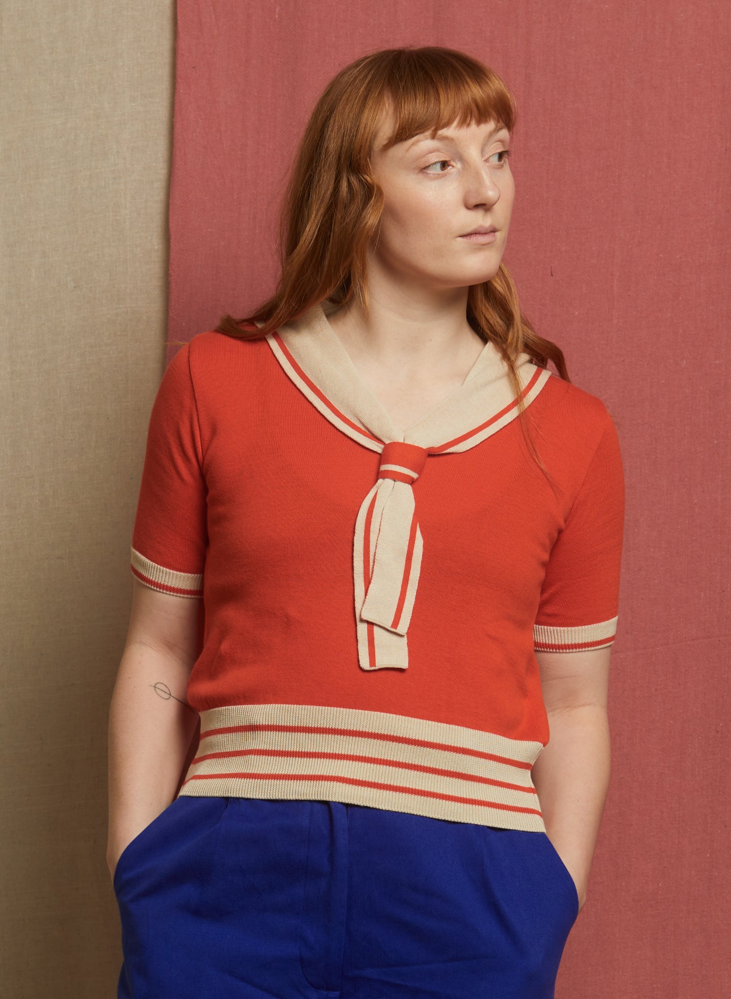 Sailor Knitted Top - Coral