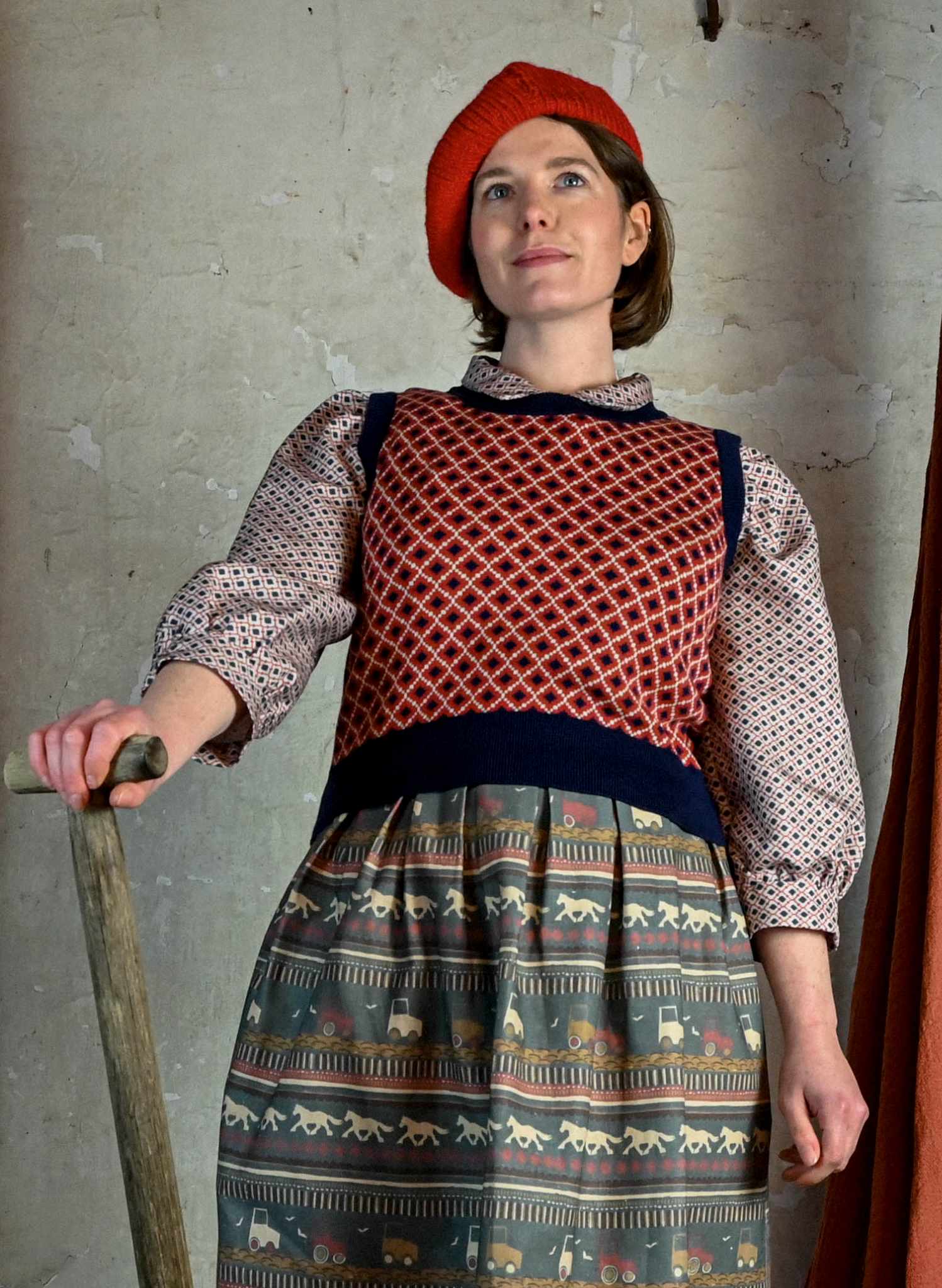 Shirley - Navy Tiles Tank Top