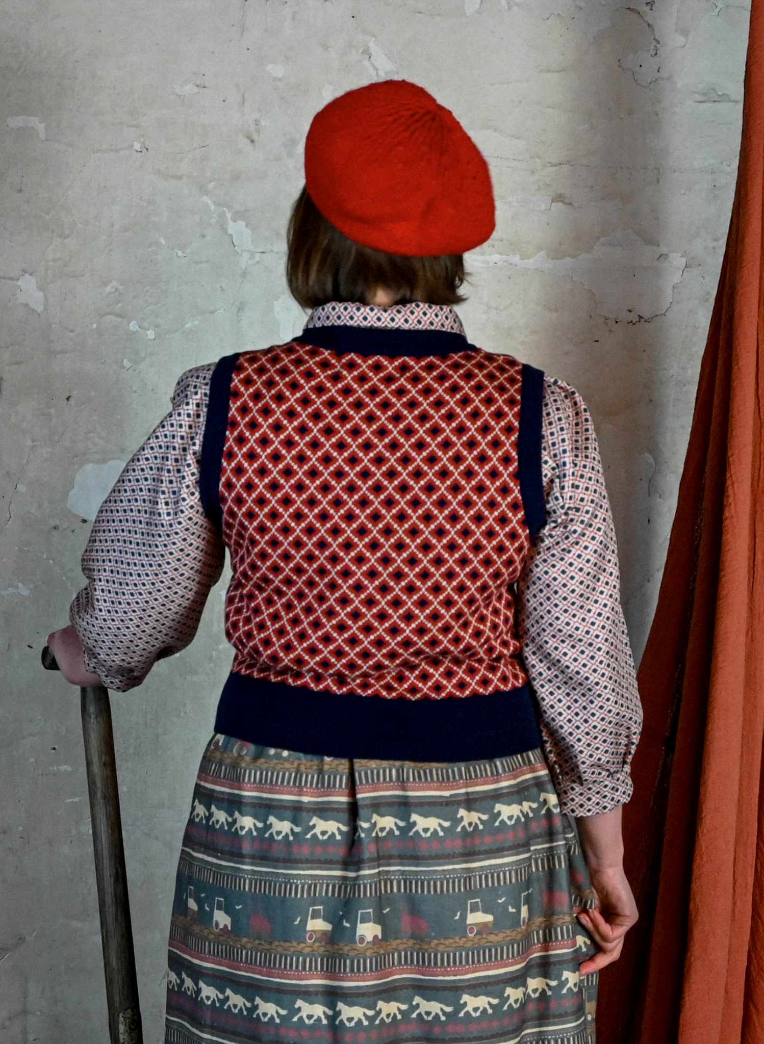 Shirley - Navy Tiles Tank Top