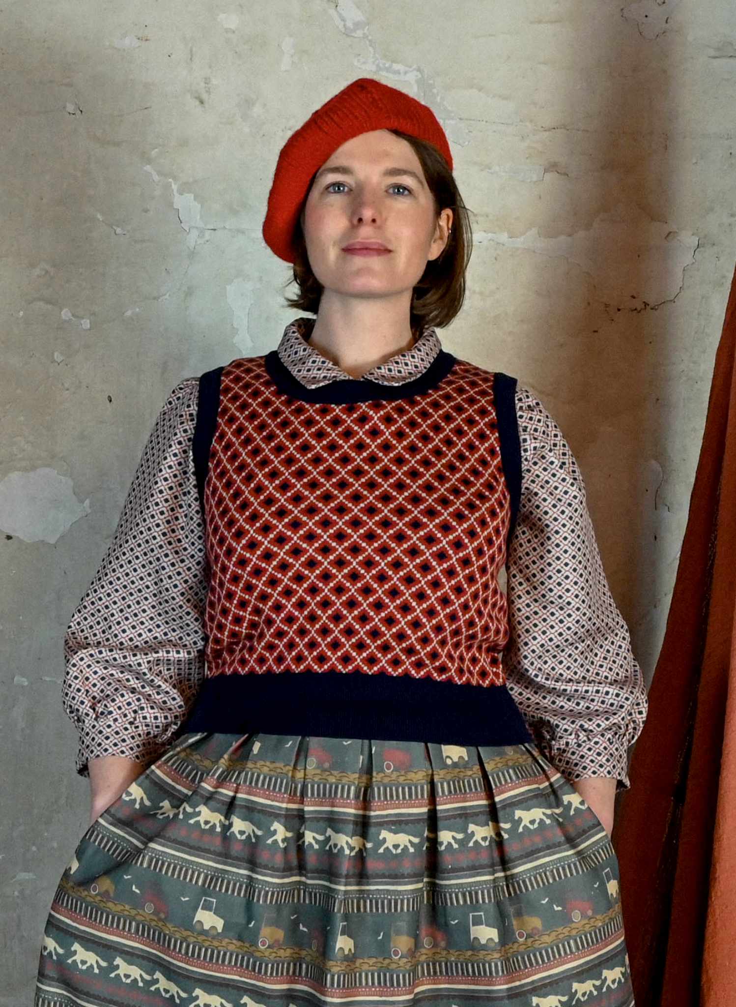 Shirley - Navy Tiles Tank Top