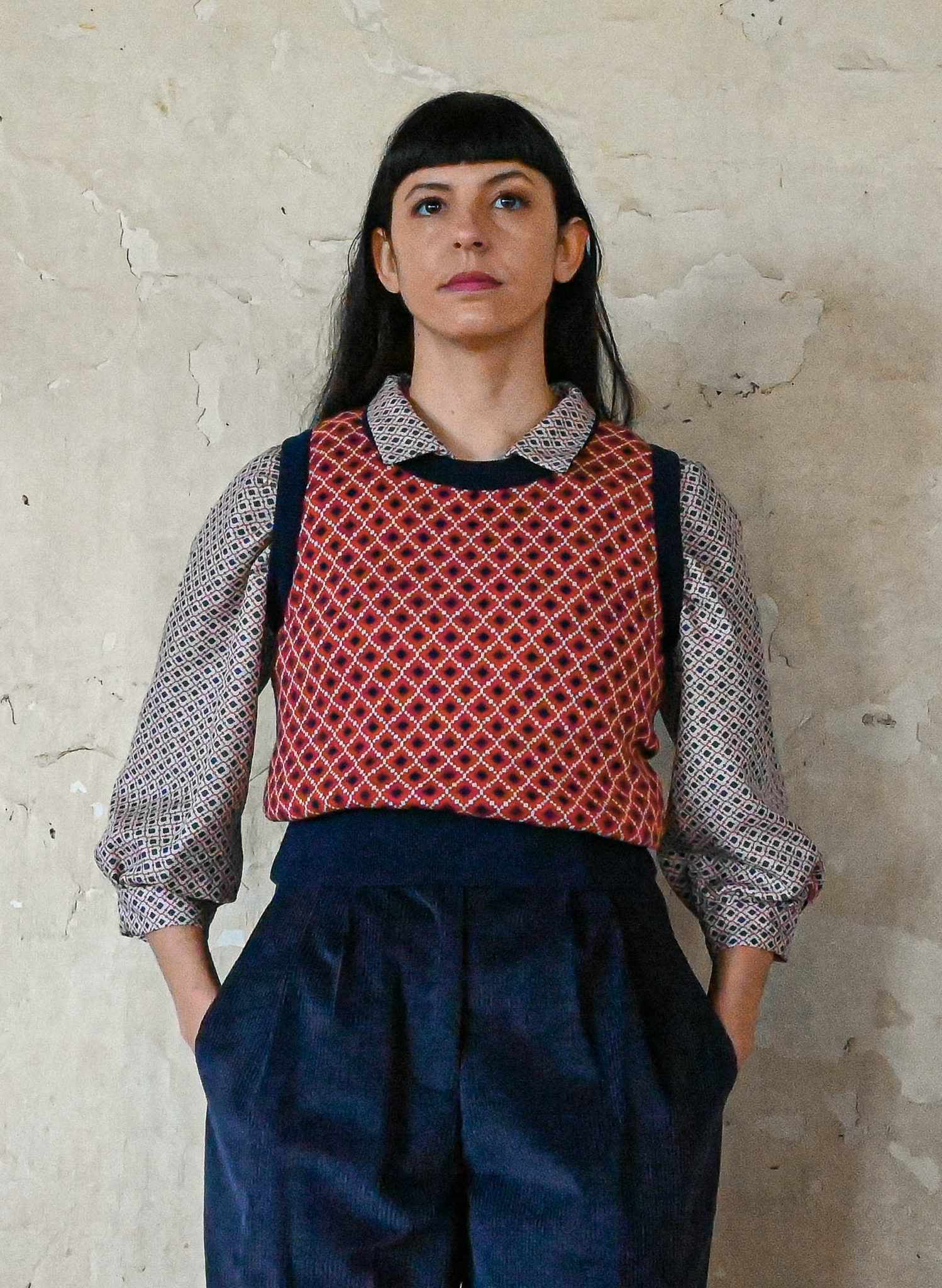 Shirley - Navy Tiles Tank Top