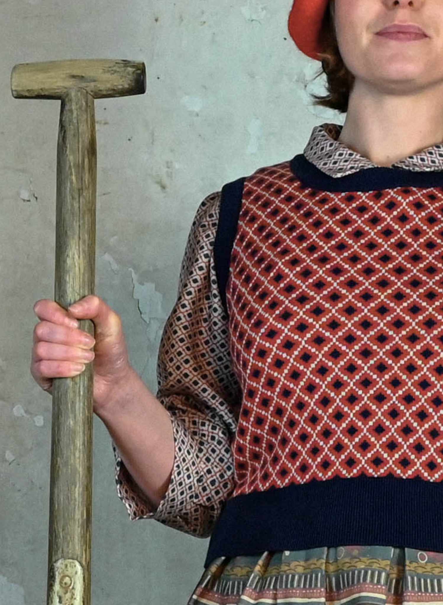 Shirley - Navy Tiles Tank Top