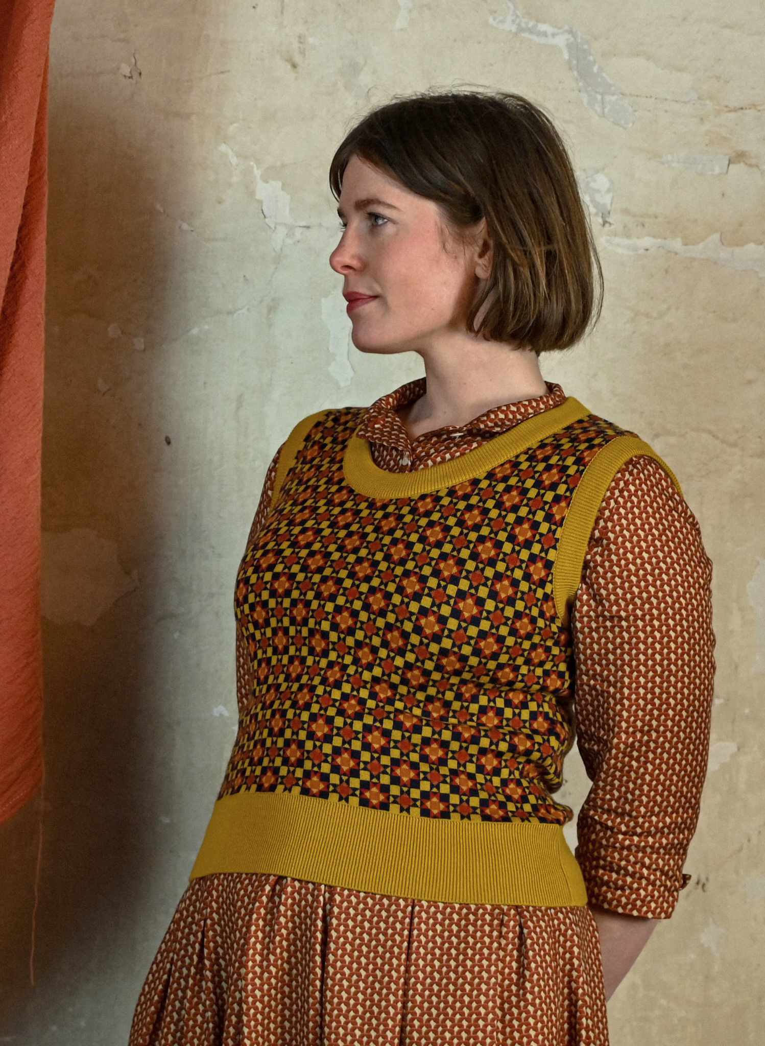 Shirley - Mustard Patchwork Tank Top