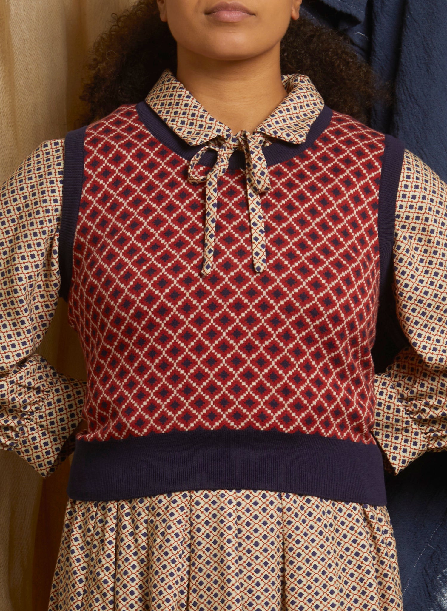 Shirley - Navy Tiles Tank Top