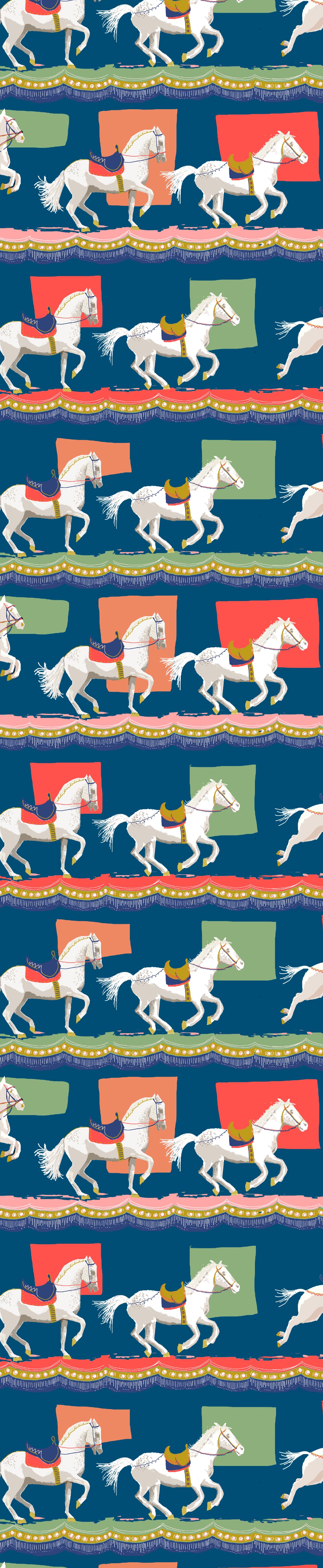 Remnant - 158x322cm - Blue Show Ponies - Tencel