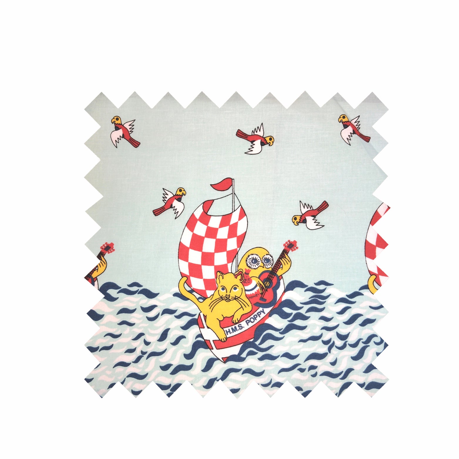 Remnant - 40m x 240cm - Blue Owl & The Pussycat - Cotton