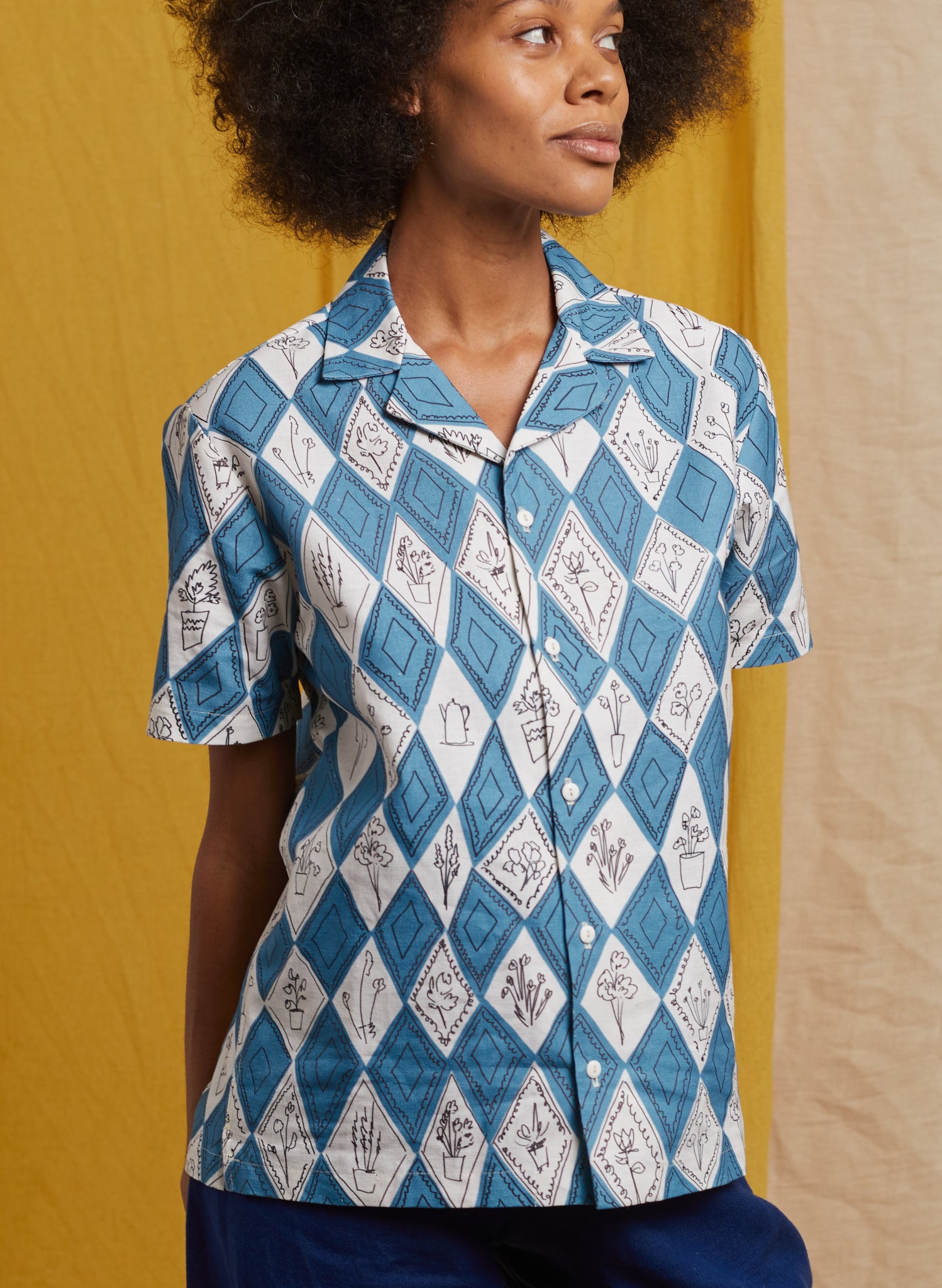 Kit Shirt - Teal Diamonds