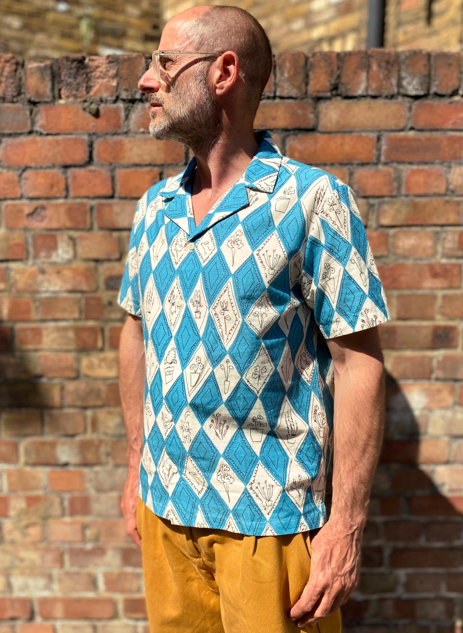 Kit Shirt - Teal Diamonds
