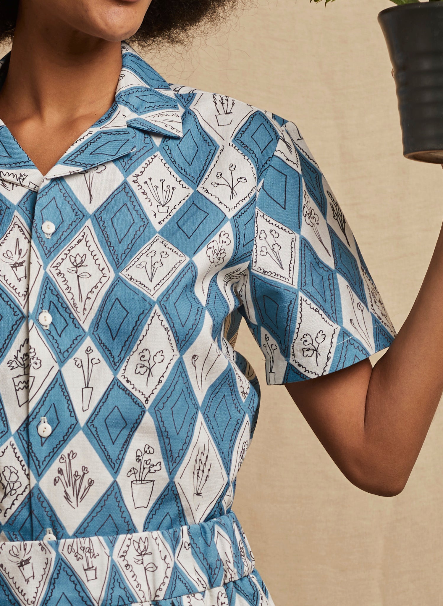 Kit Shirt - Teal Diamonds