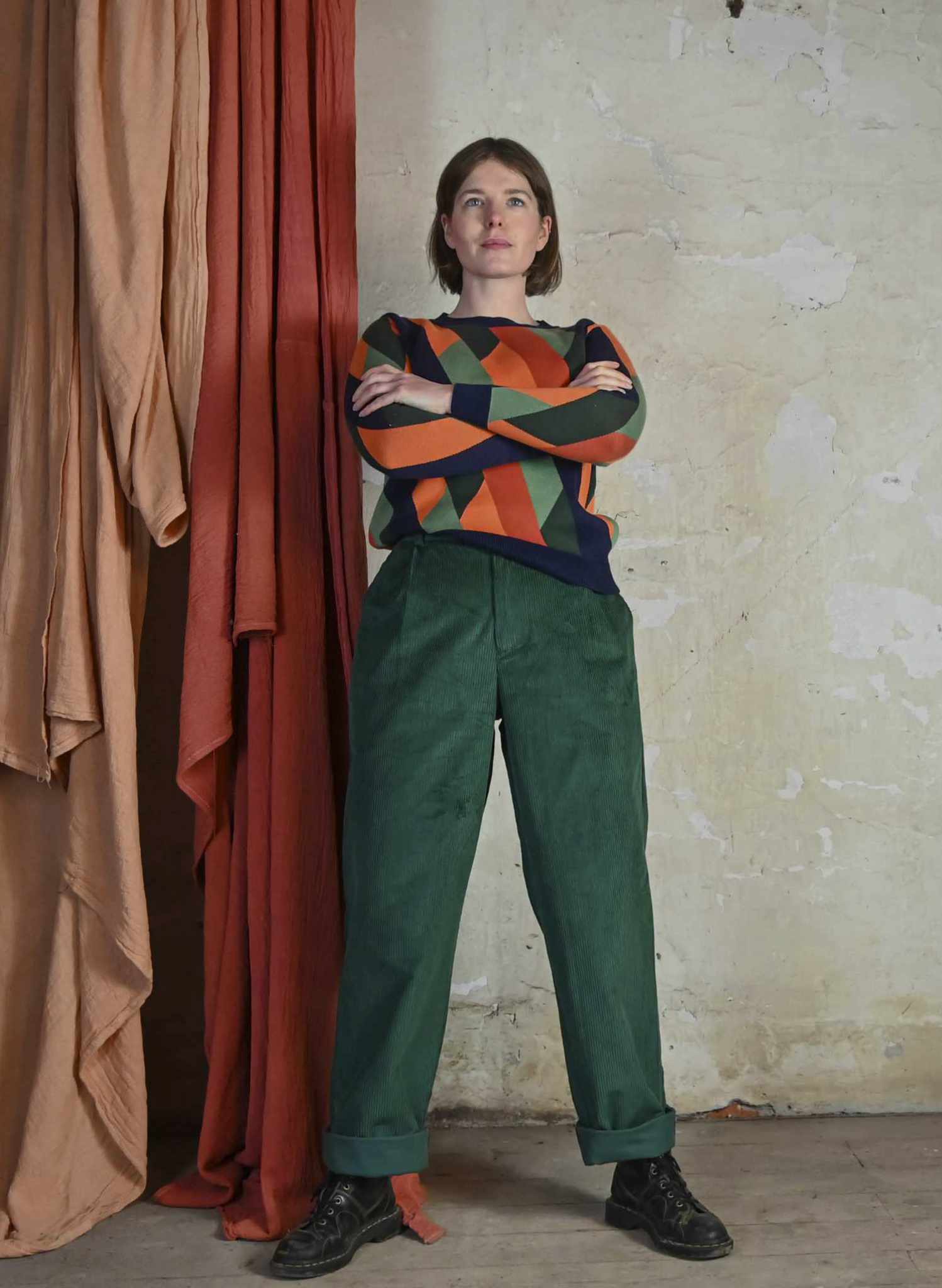 Thelma - Bottle Green Corduroy Trousers