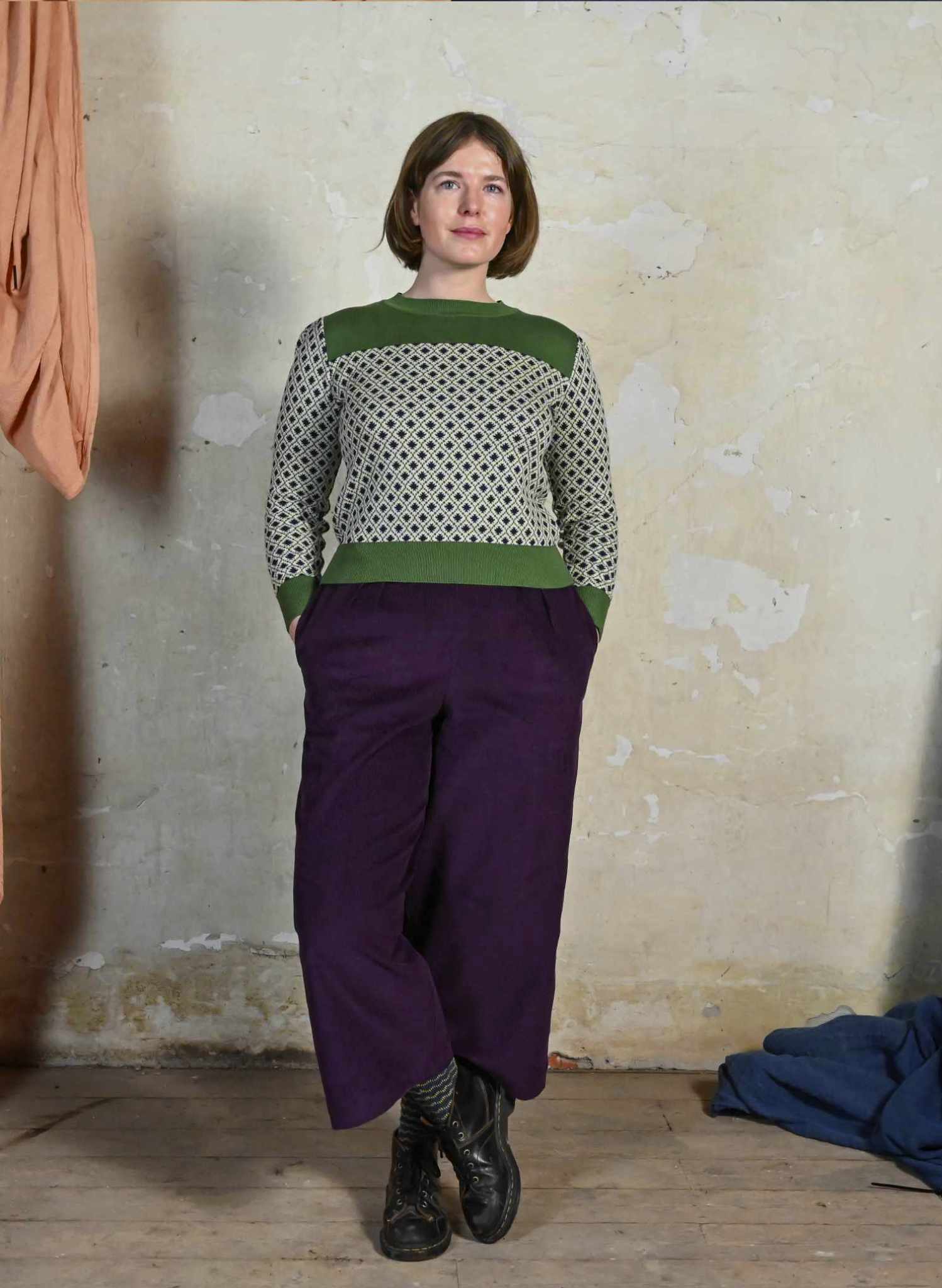 Edith - Plum Needlecord Trousers
