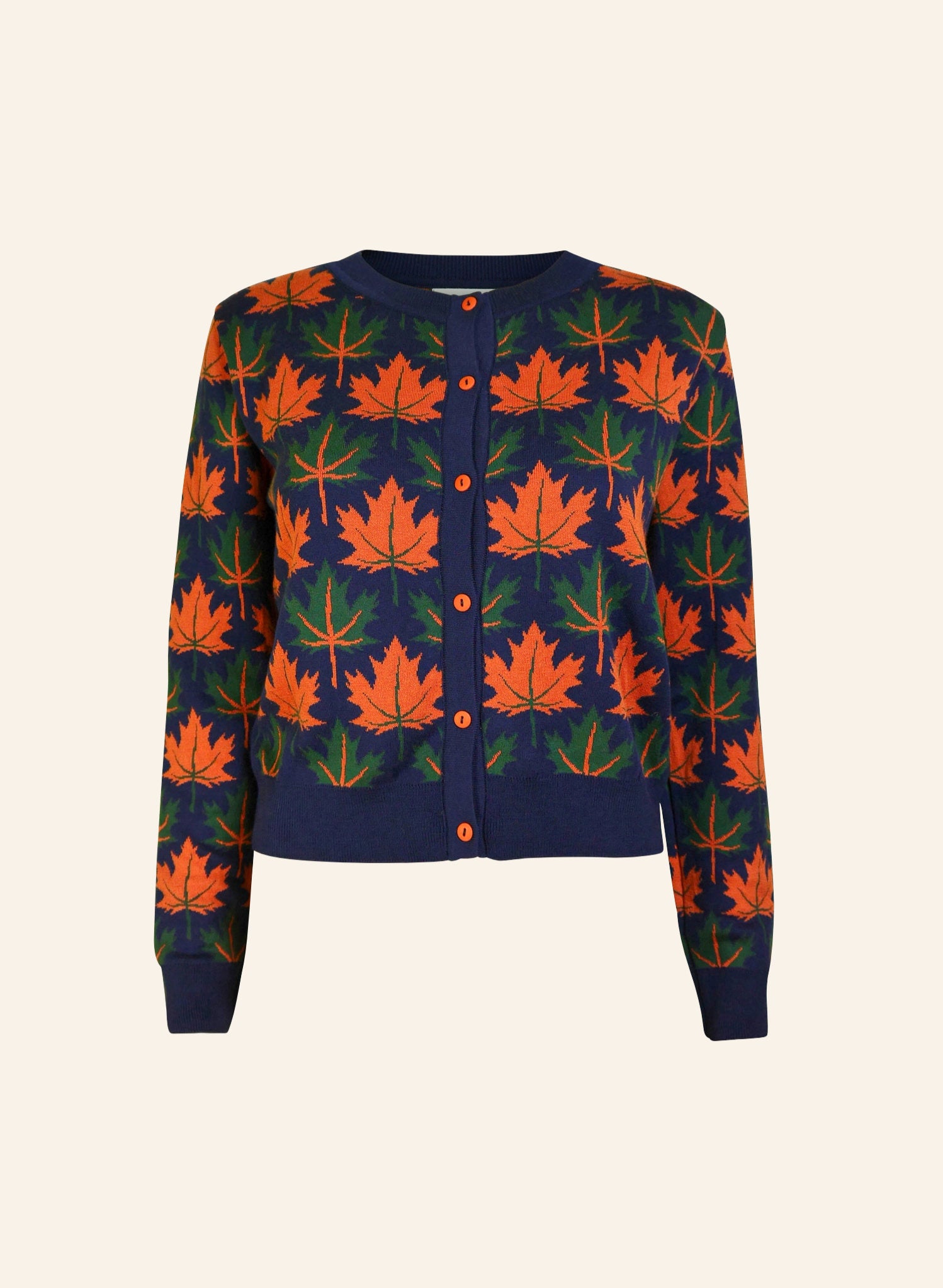 Vera - Navy Autumn Leaves Cardigan