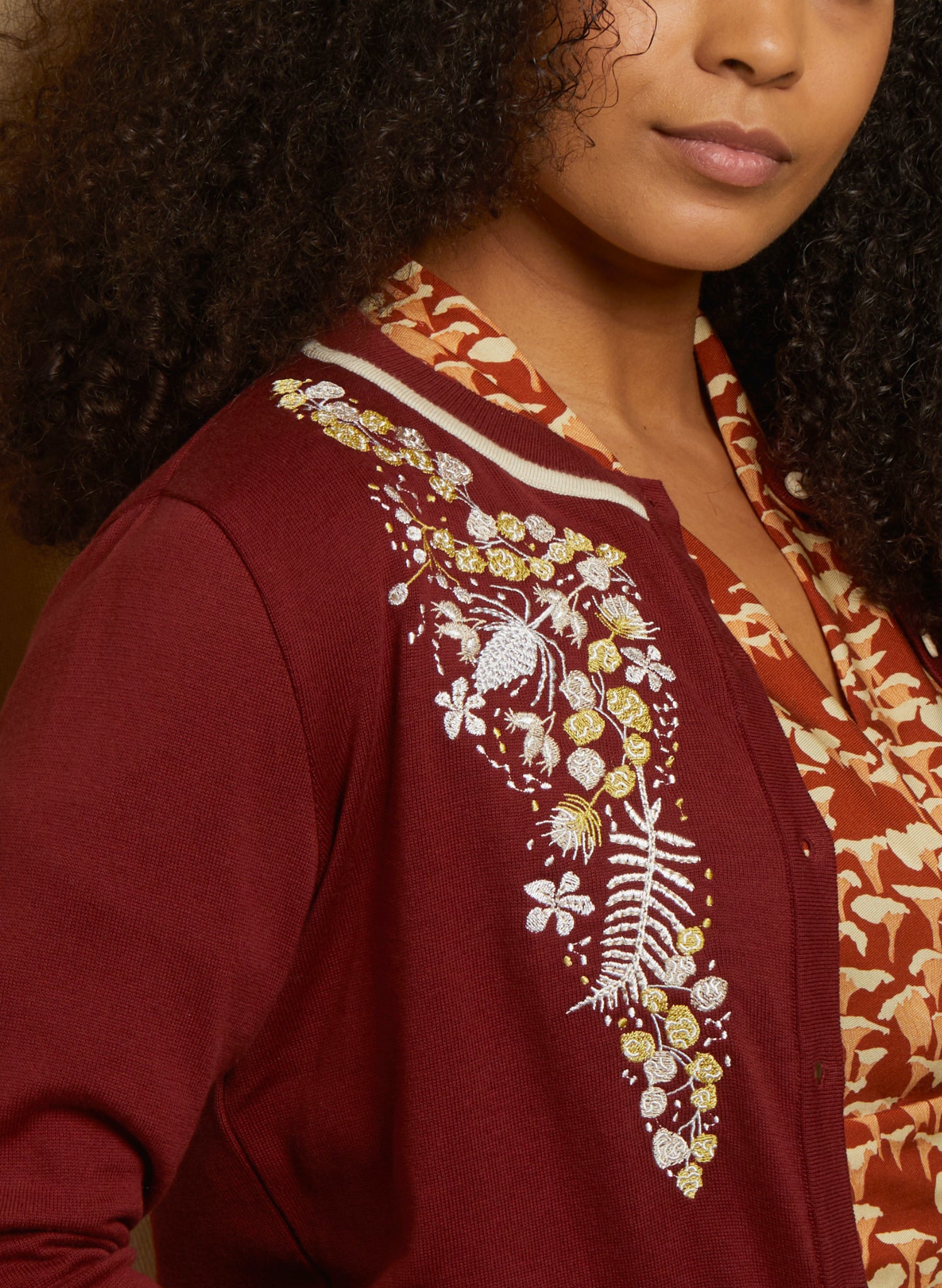 Vera - Burgundy Berries Cardigan