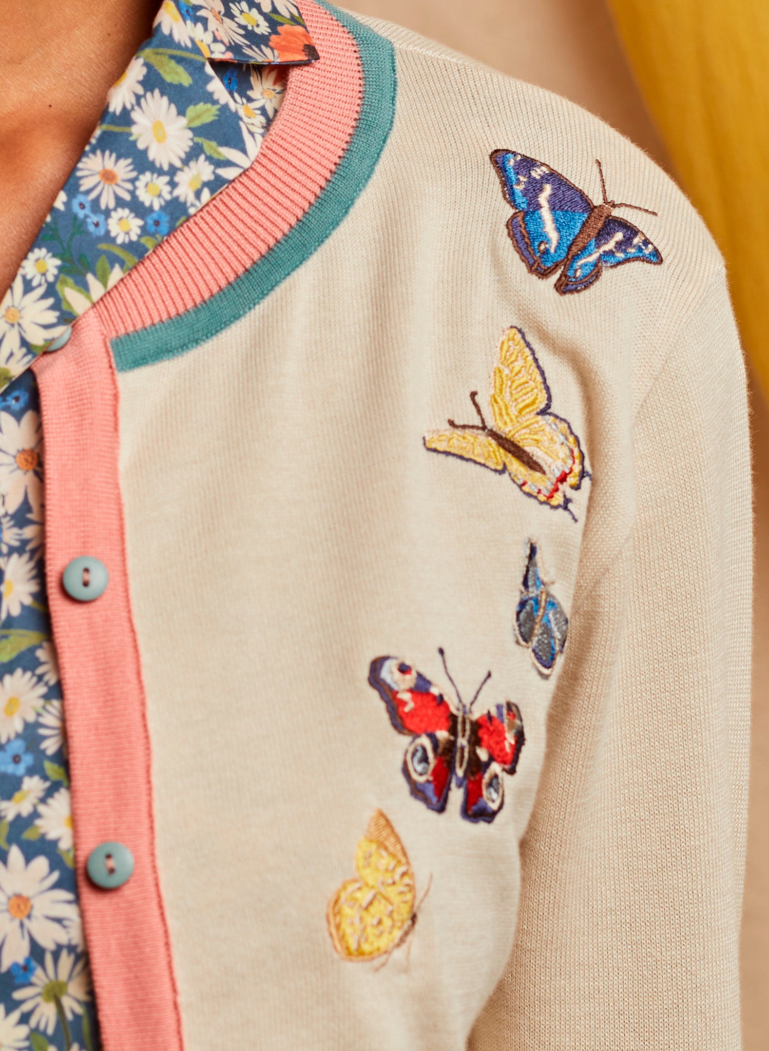 Vera - Cream Butterflies Cardigan