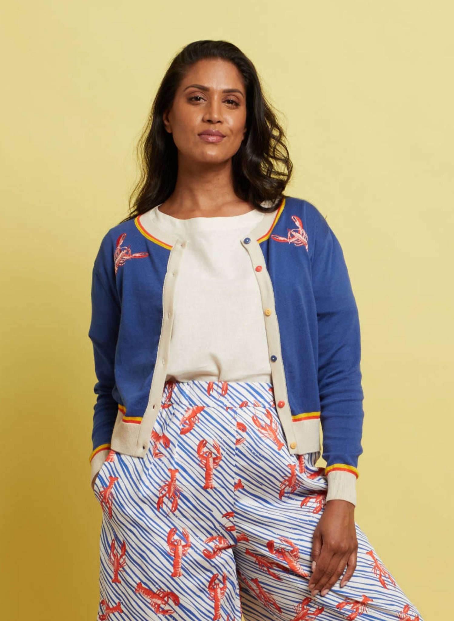 Archive Sale -Size S - Vera Cardigan - Blue Lobsters