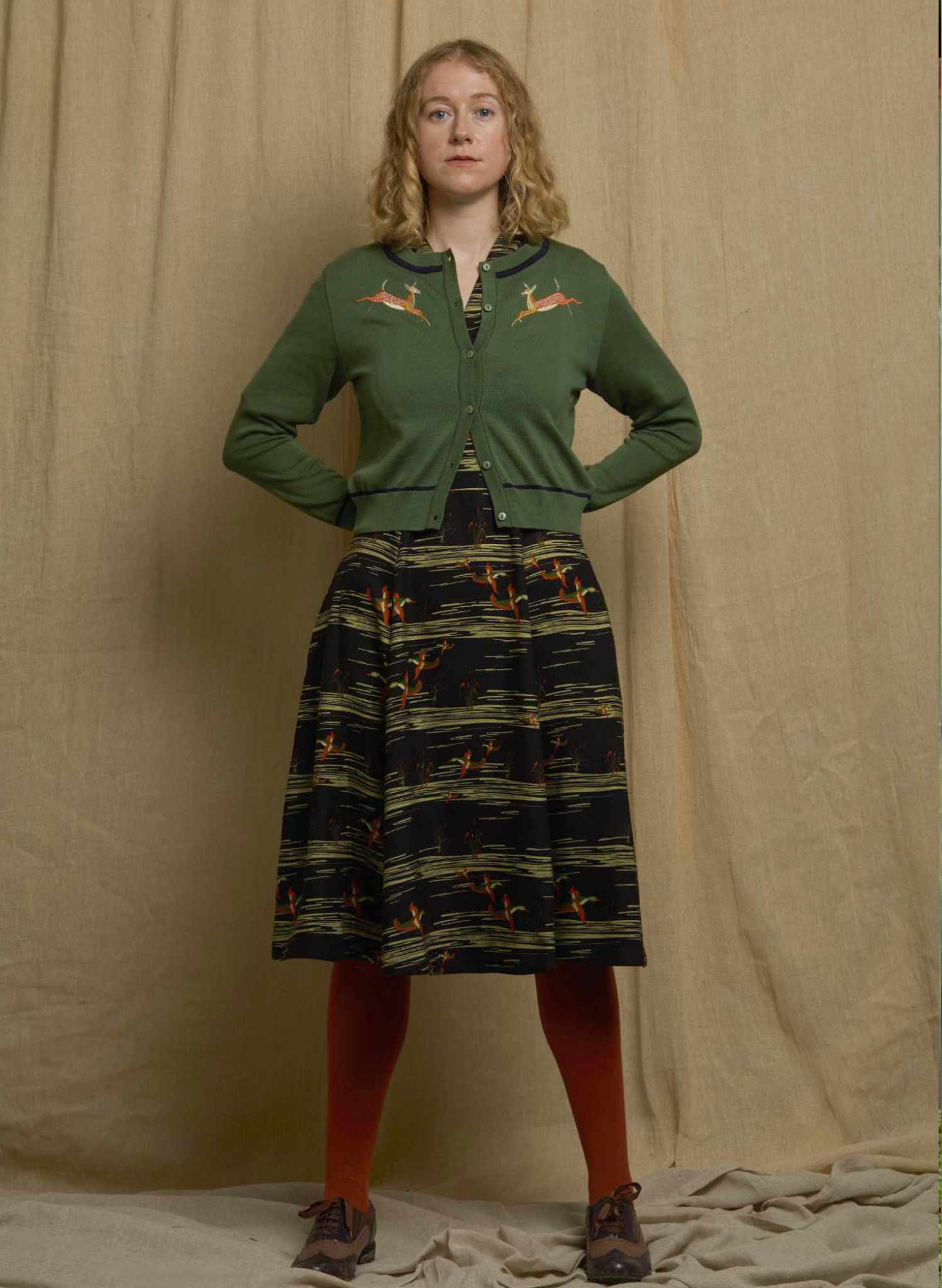 Rita Long-sleeve - Black Flying Ducks Dress