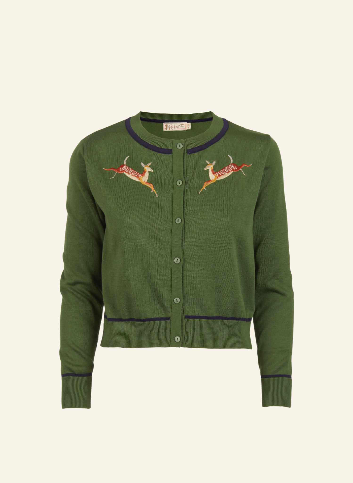 Vera - Green Embroidered Deers