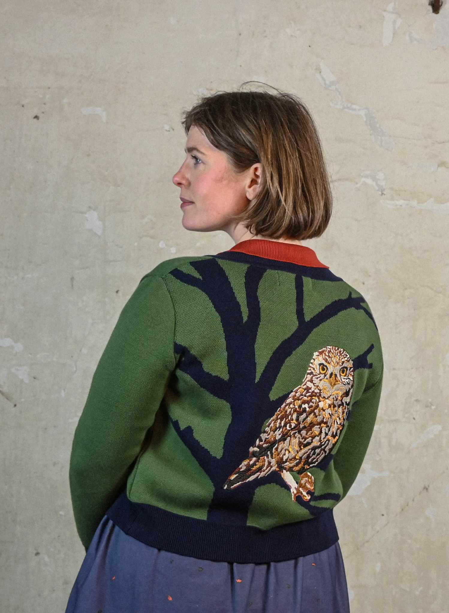 Vera - Green Owl Cardigan