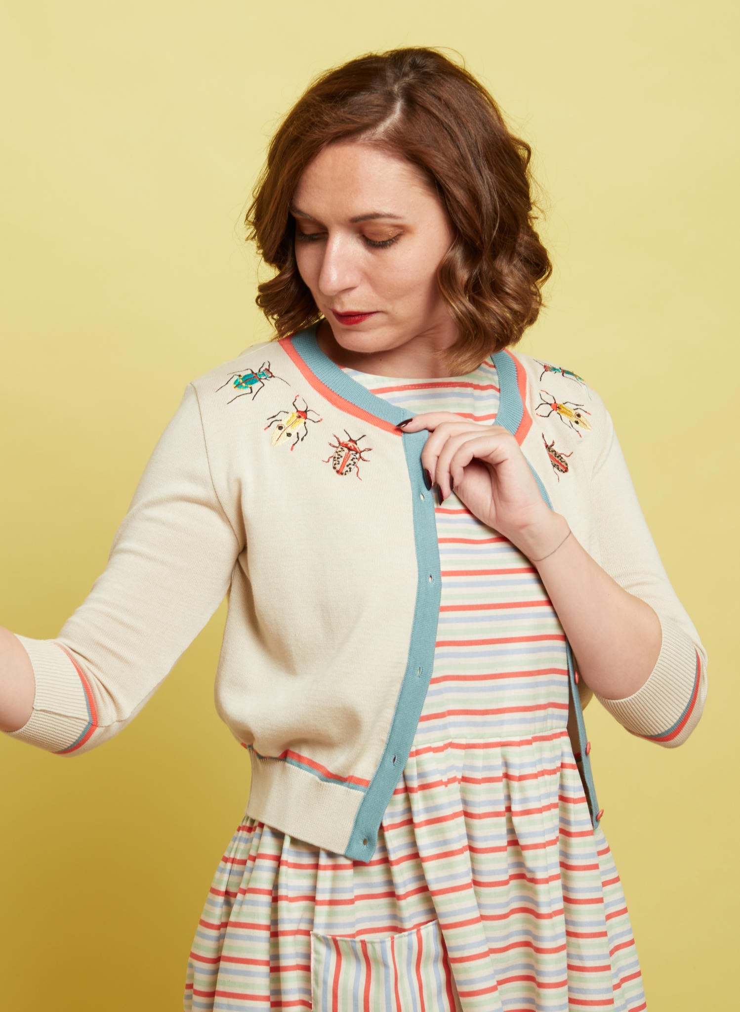 Archive Sale - Size S - Vera Cardigan - Cream Bugs