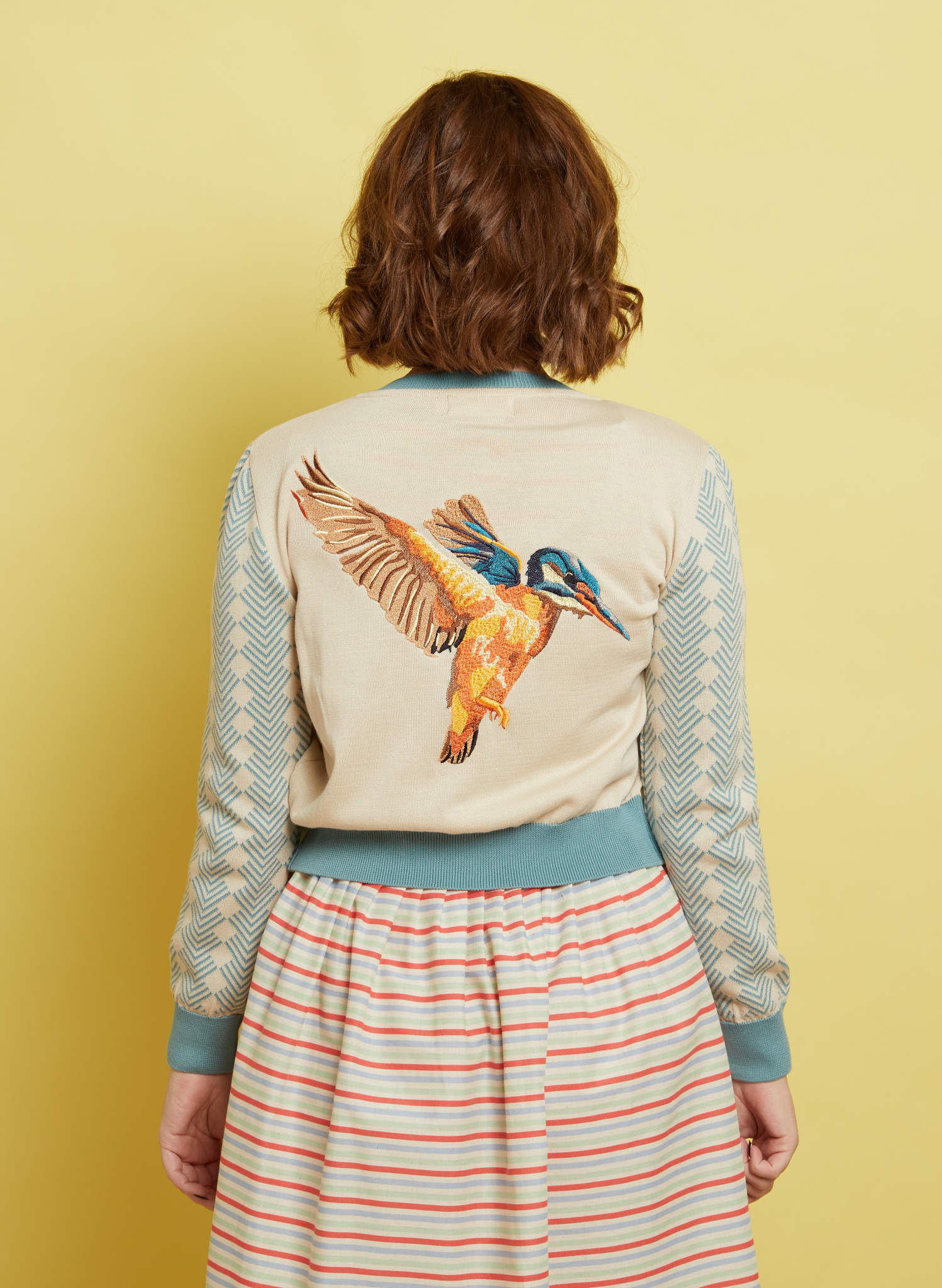 Archive Sale - Size S - Vera Cardigan - Ivory Kingfisher
