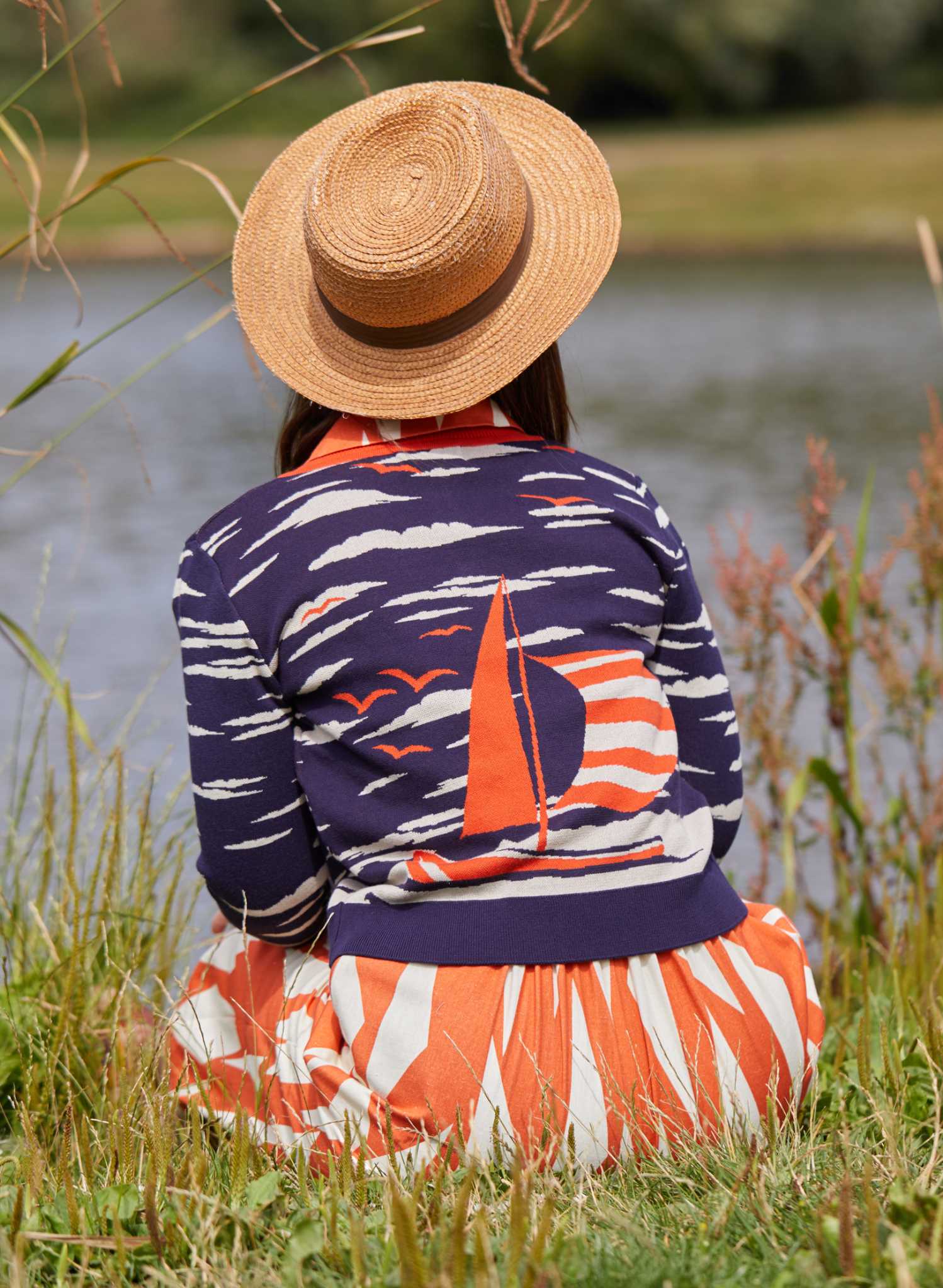 Vera Cardigan - Navy Sailing Boat