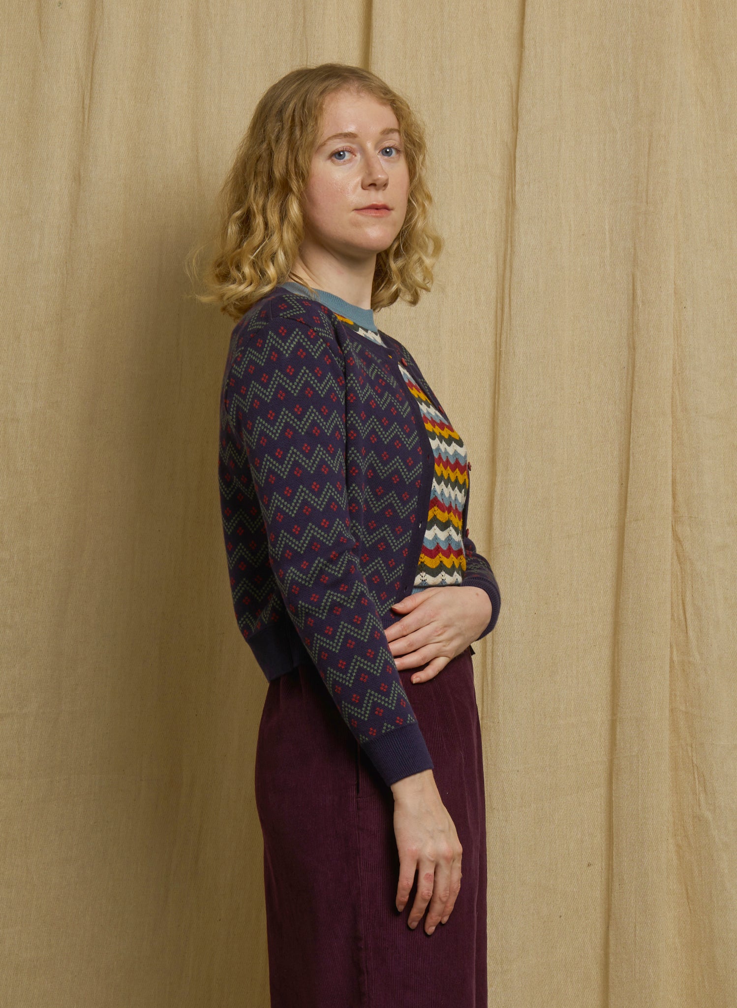 Vera - Navy Cross Hatch Cardigan