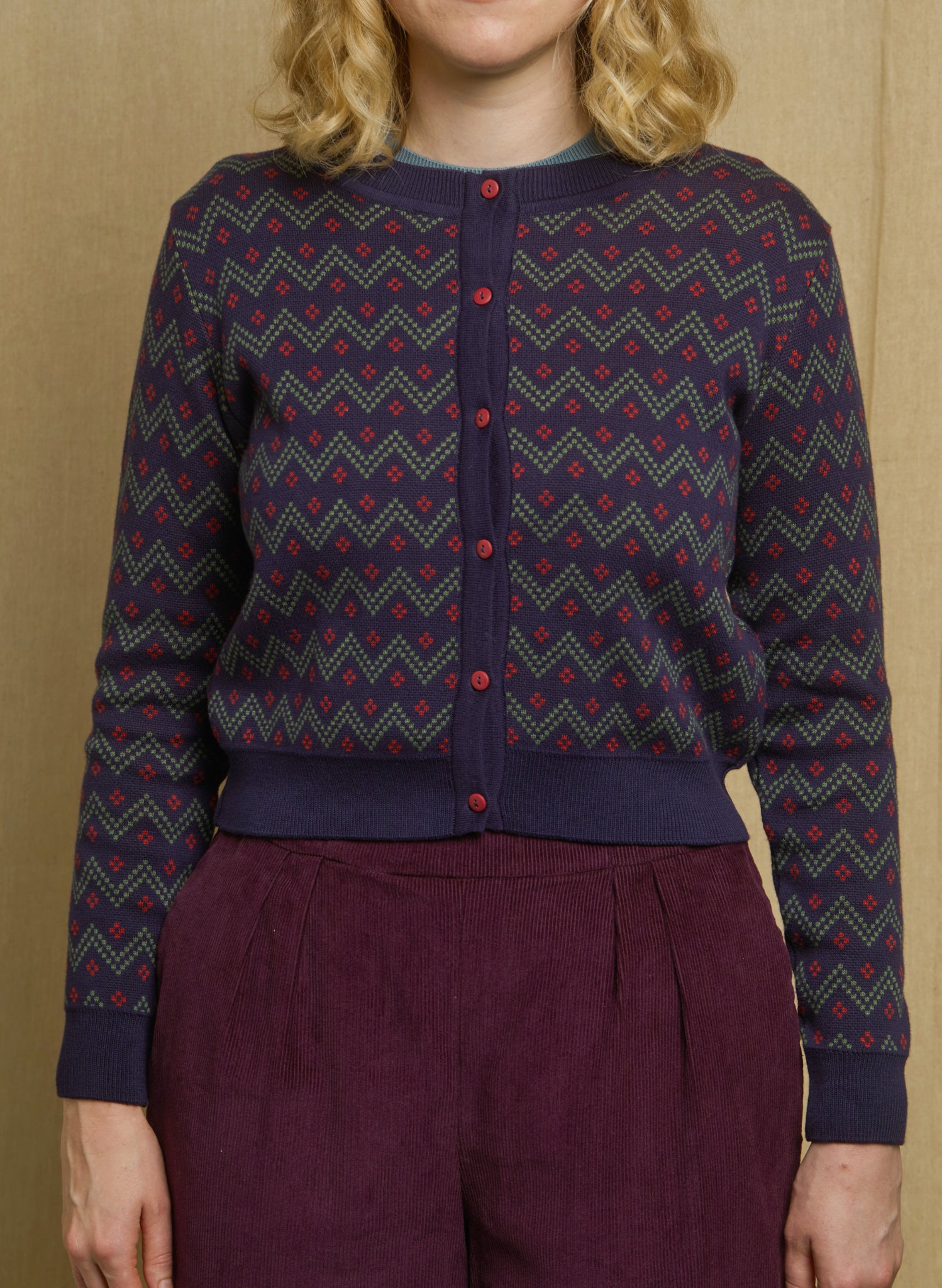 Vera - Navy Cross Hatch Cardigan