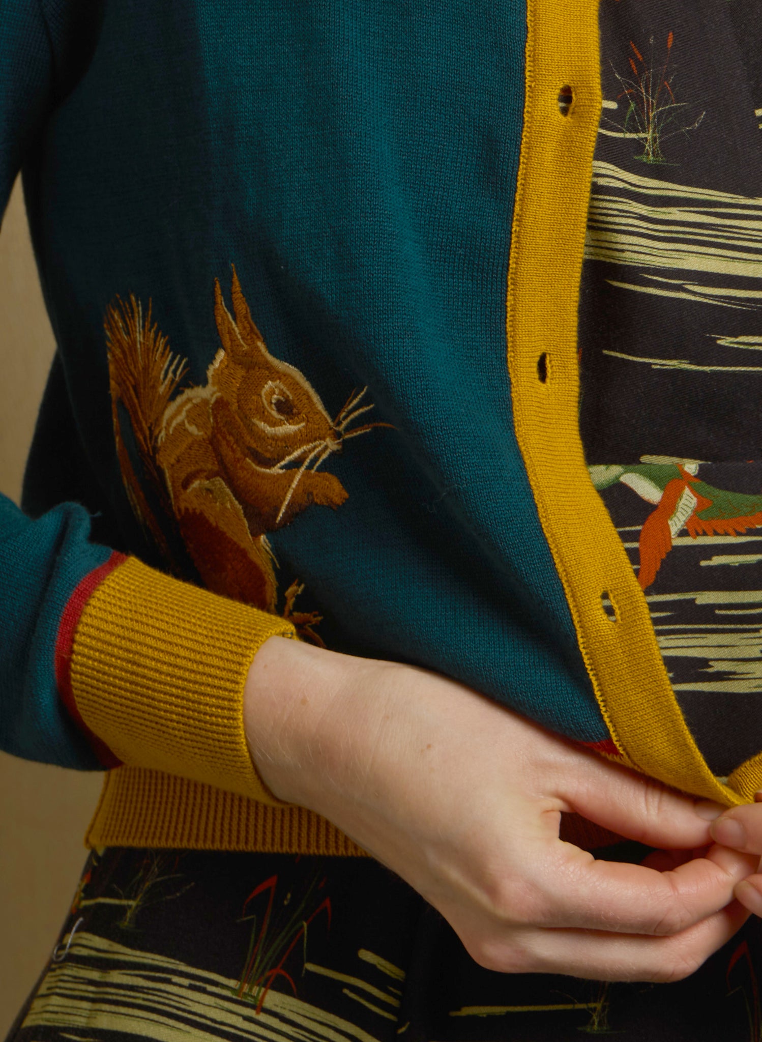 Vera - Teal Squirrel Cardigan