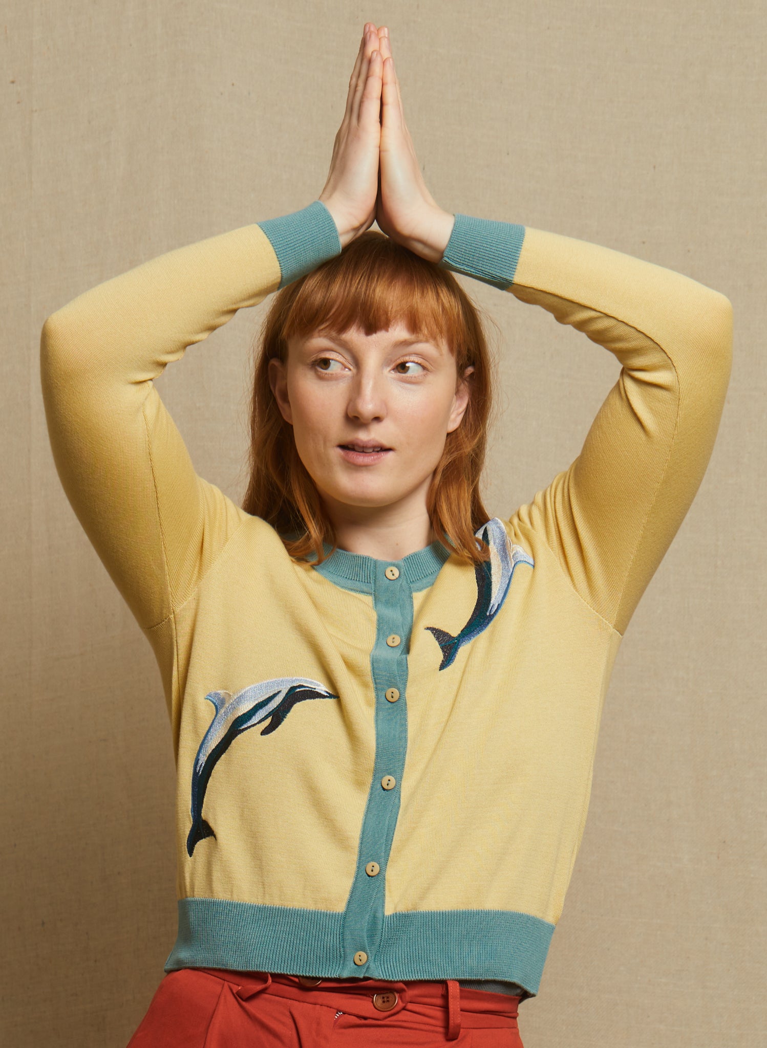 Vera Cardigan - Yellow Dolphins