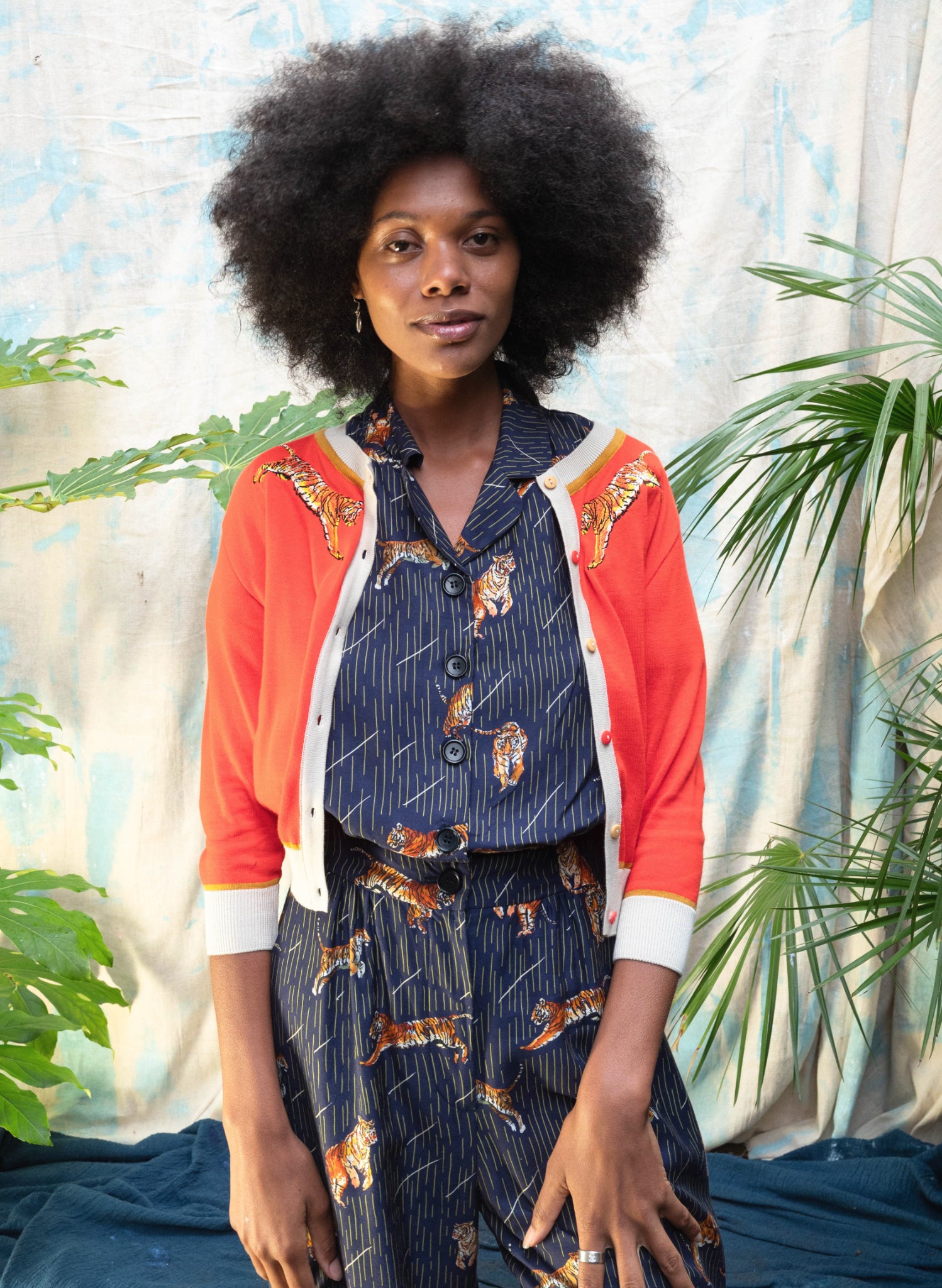Francesca Long Jumpsuit - Navy Tigers
