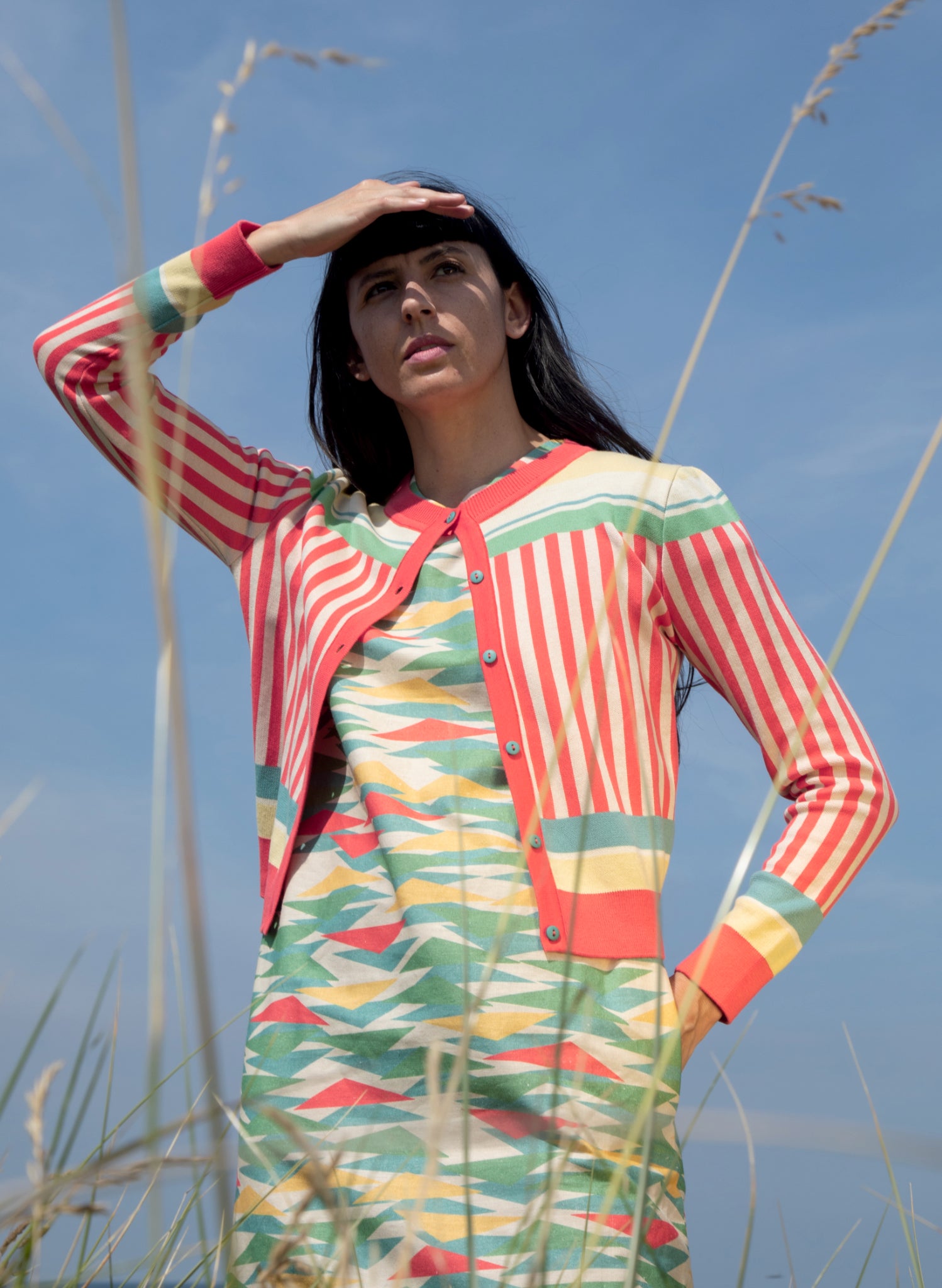 Vera Cardigan - Multi Rock Stripe